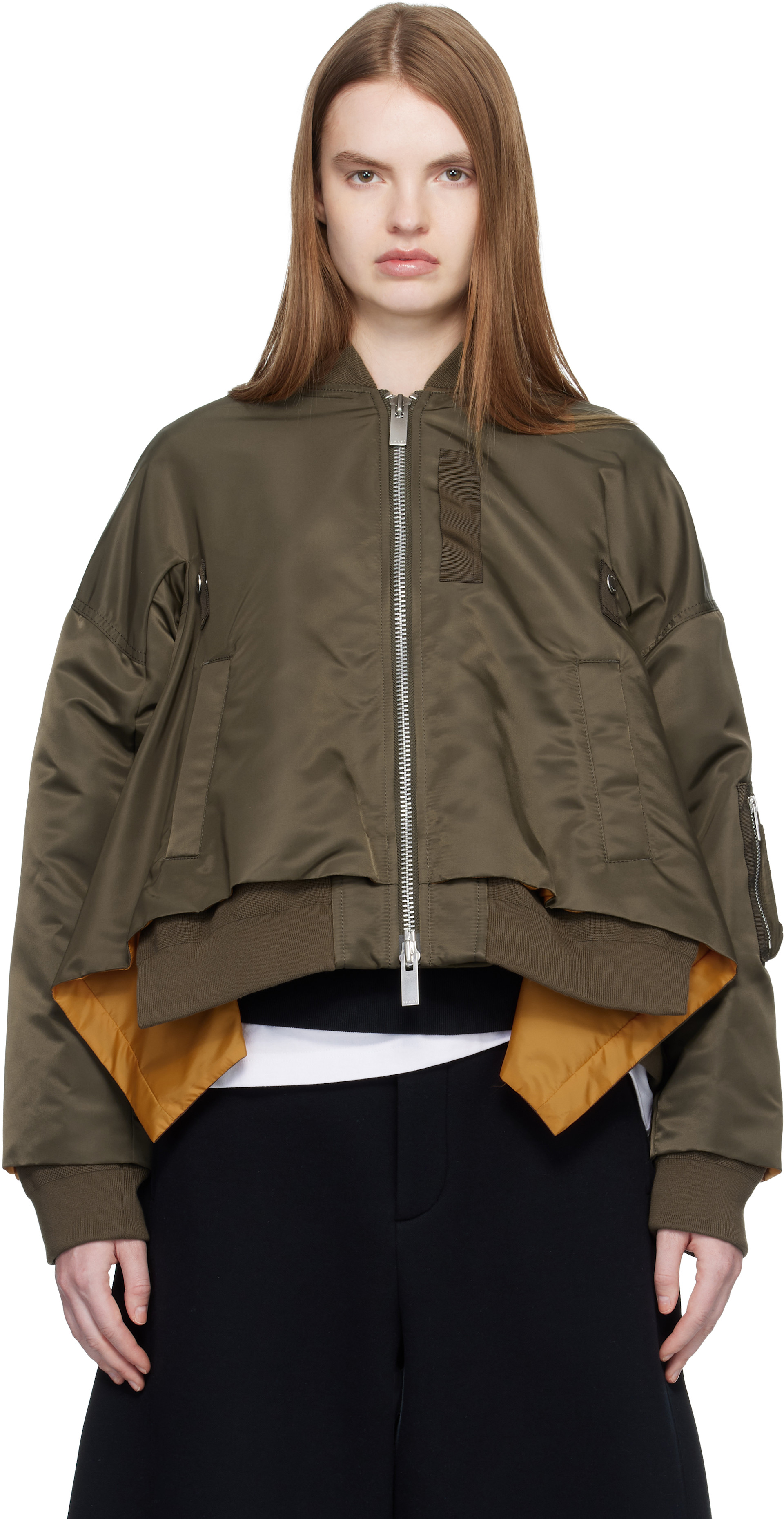 sacai: カーキ ナイロンツイル ボンバージャケット | SSENSE 日本