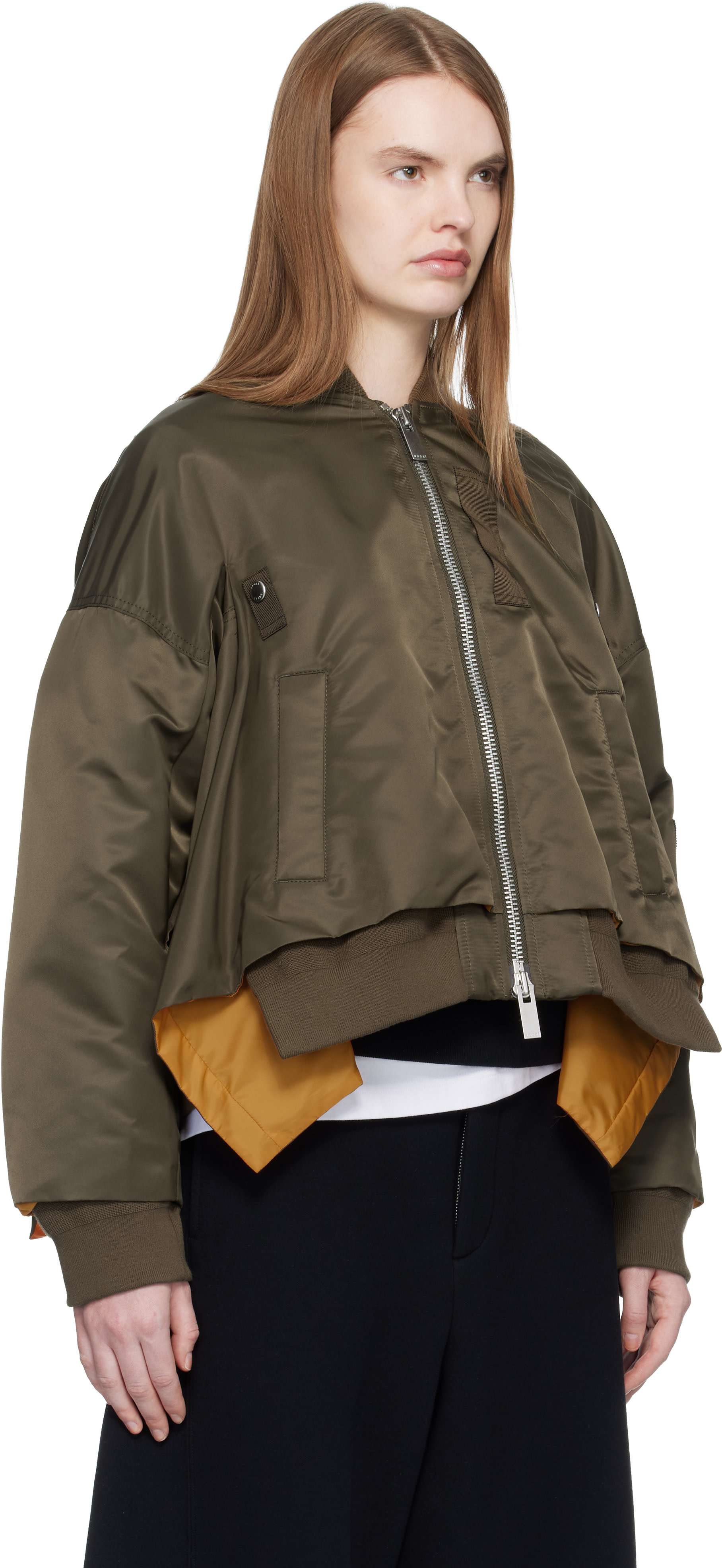 sacai: カーキ ナイロンツイル ボンバージャケット | SSENSE 日本