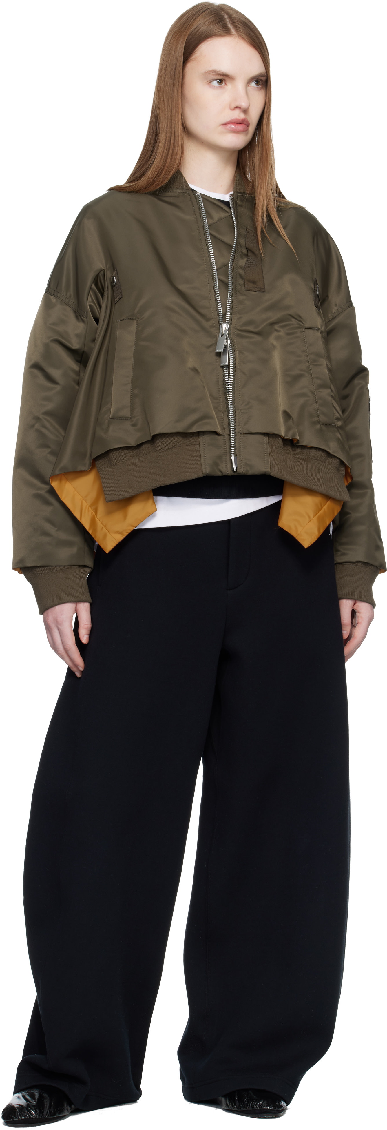 sacai: カーキ ナイロンツイル ボンバージャケット | SSENSE 日本