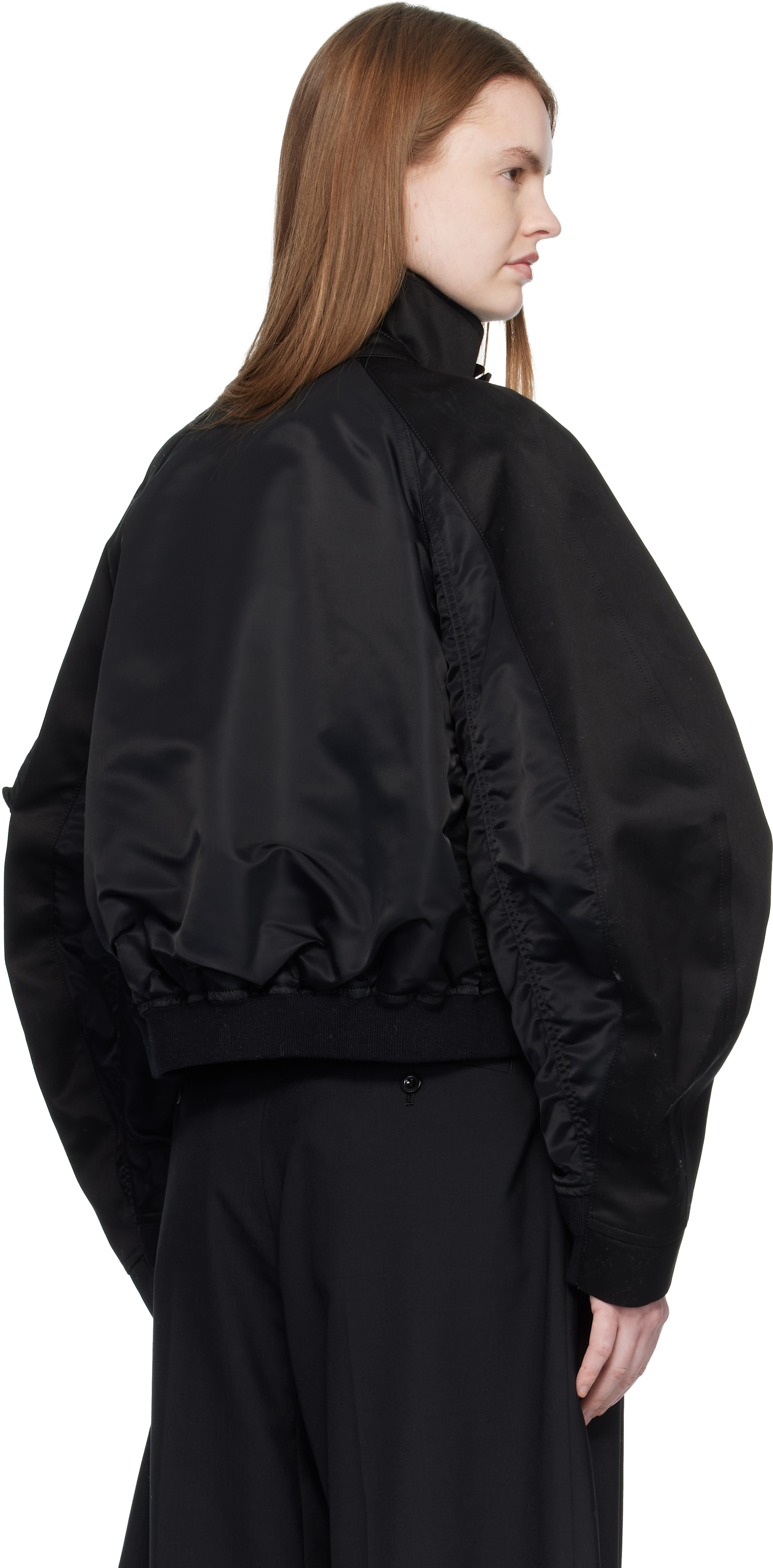 sacai: ブラック コットンチノ＆ナイロンツイル ボンバージャケット