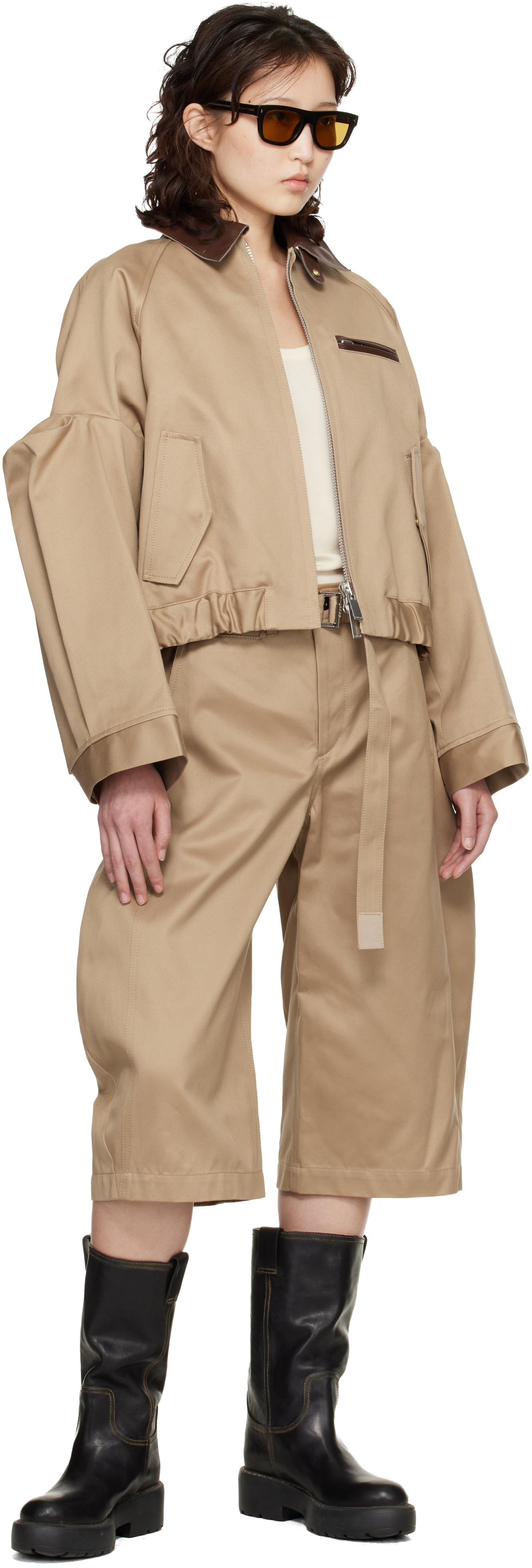 sacai: ベージュ コットンチノ ジャケット | SSENSE 日本