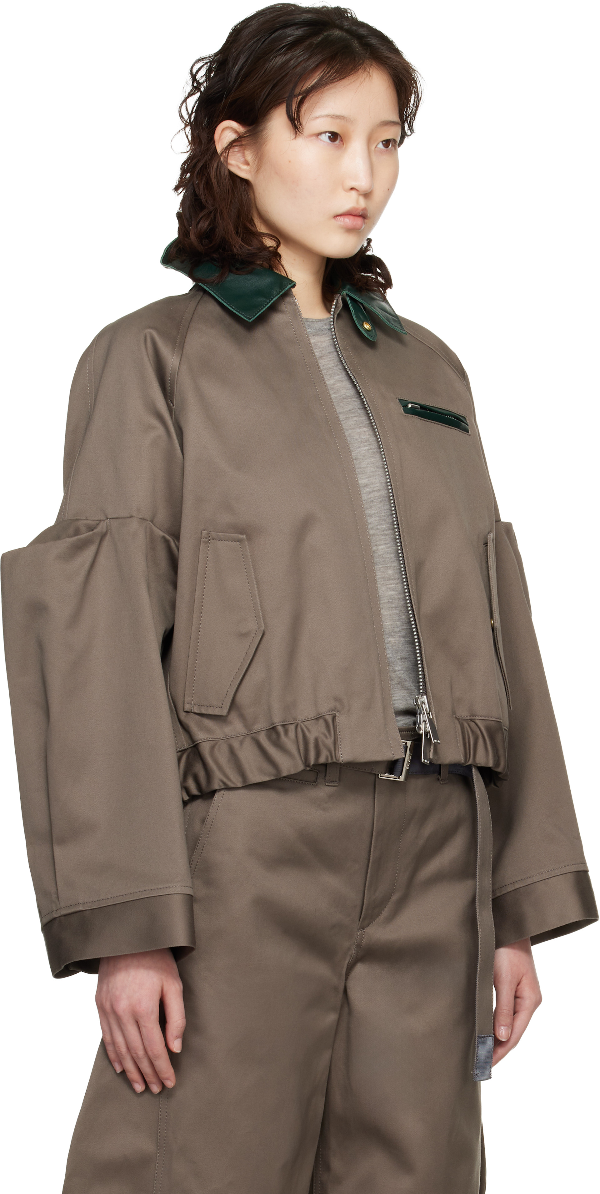 sacai: Taupe Cotton Chino Jacket | SSENSE
