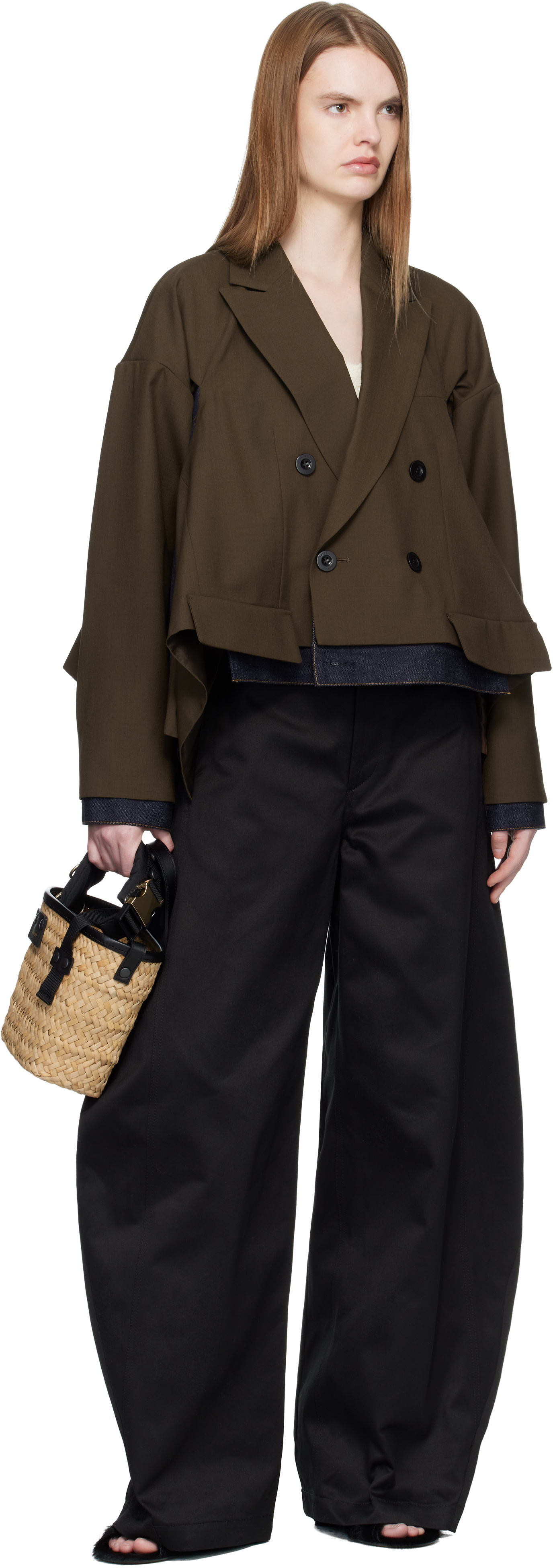 sacai: Black Cotton Chino Trousers | SSENSE sacai: Black Cotton Chino Trousers | SSENSE