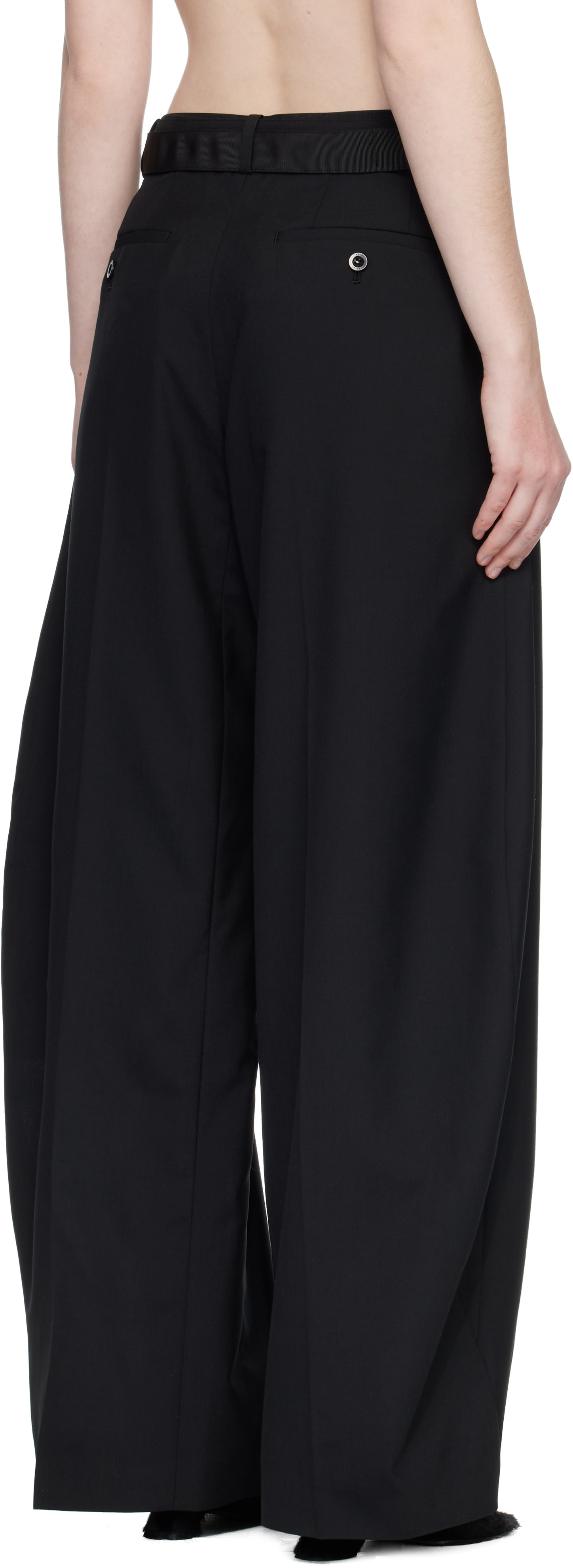 sacai＊シースルーブラウス sacai: Black Suiting Trousers | SSENSE