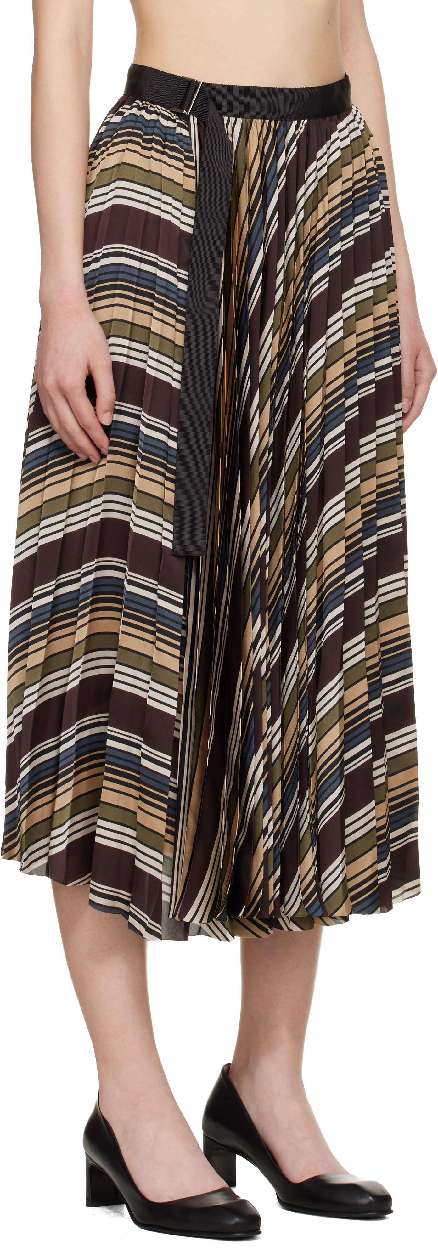 sacai - Jupe midi multicolore à rayures horizontales