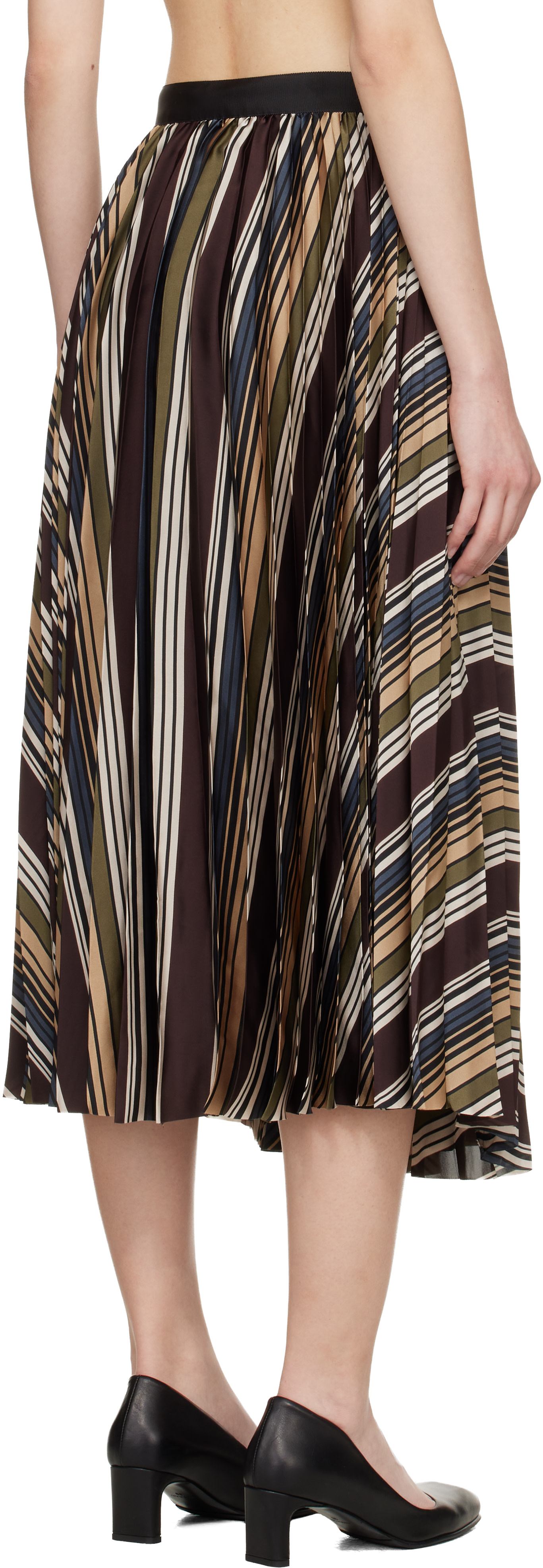 sacai - Jupe midi multicolore à rayures horizontales