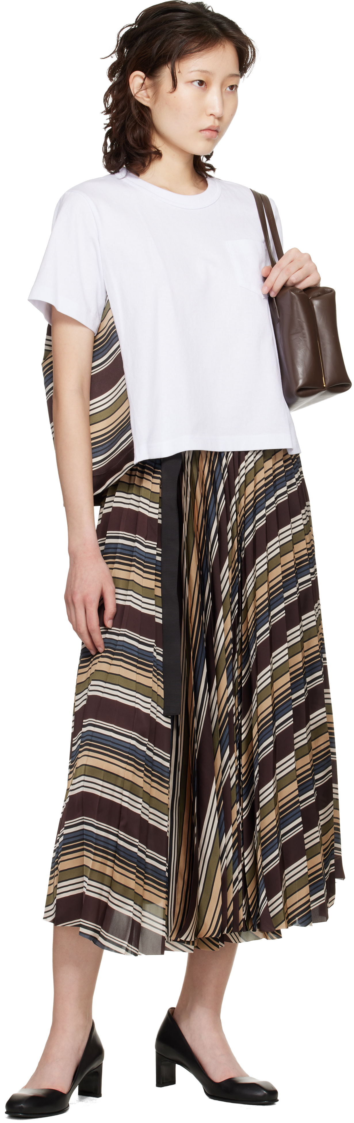 sacai - Jupe midi multicolore à rayures horizontales