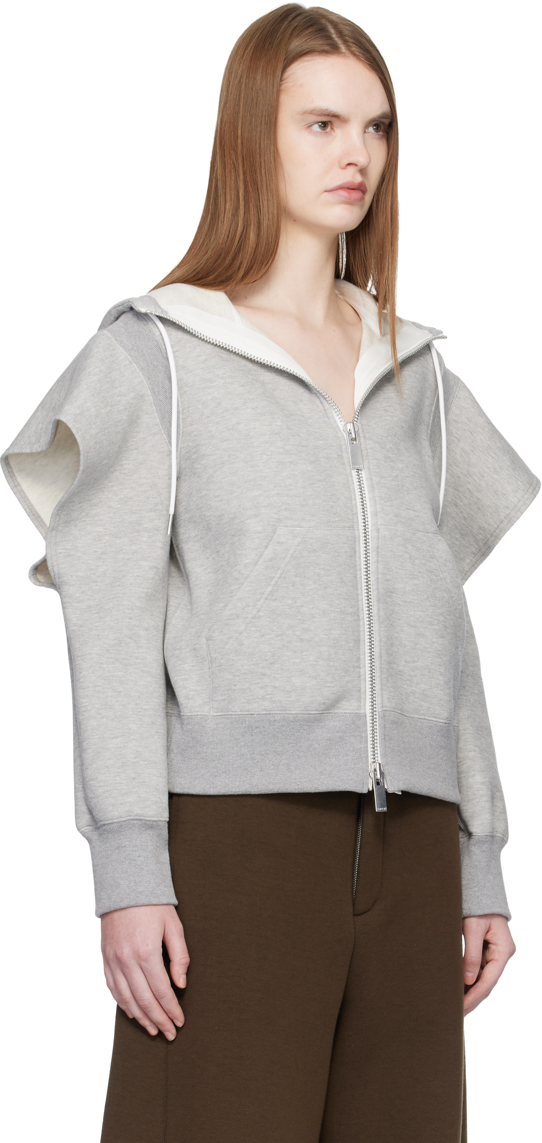 sacai: Gray Sponge Sweat Hoodie | SSENSE