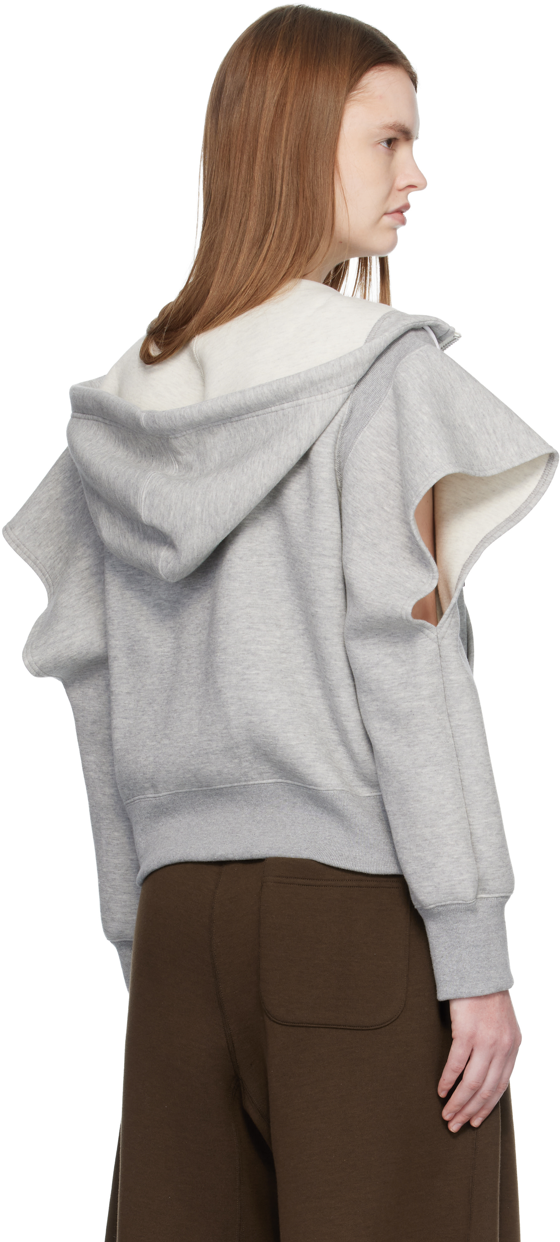 サカイ Sponge Sweat Hoodie ニット ドッキング パーカー sacai: Gray Sponge Sweat Hoodie | SSENSE