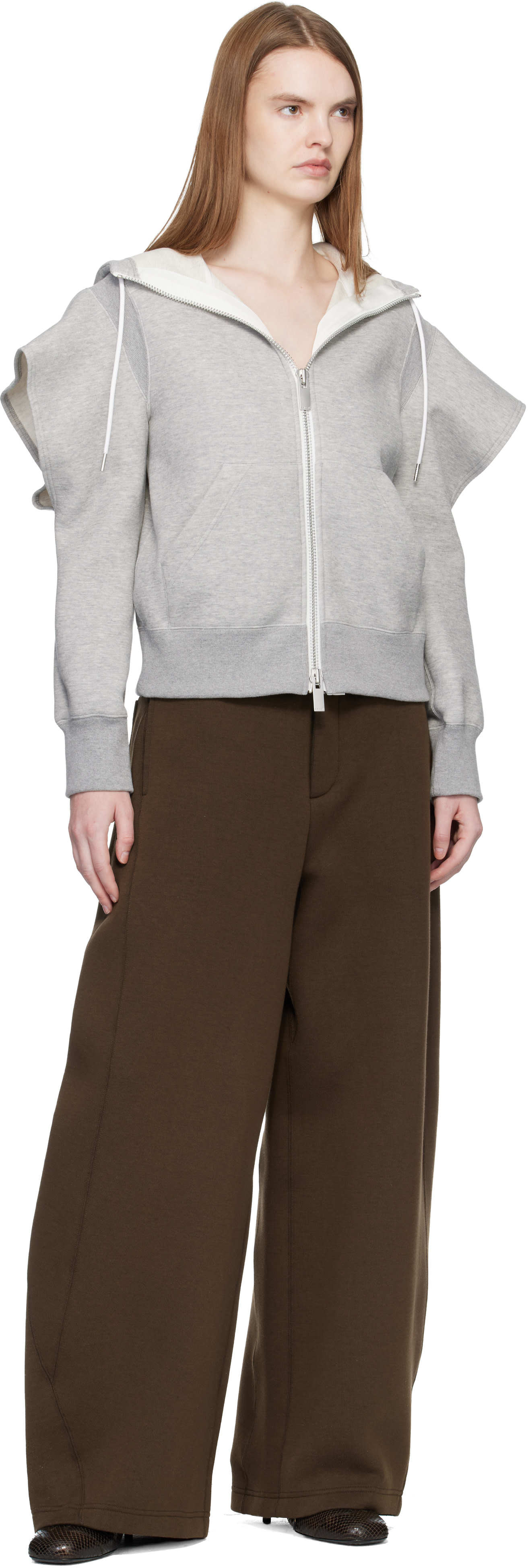 sacai: Gray Sponge Sweat Hoodie | SSENSE