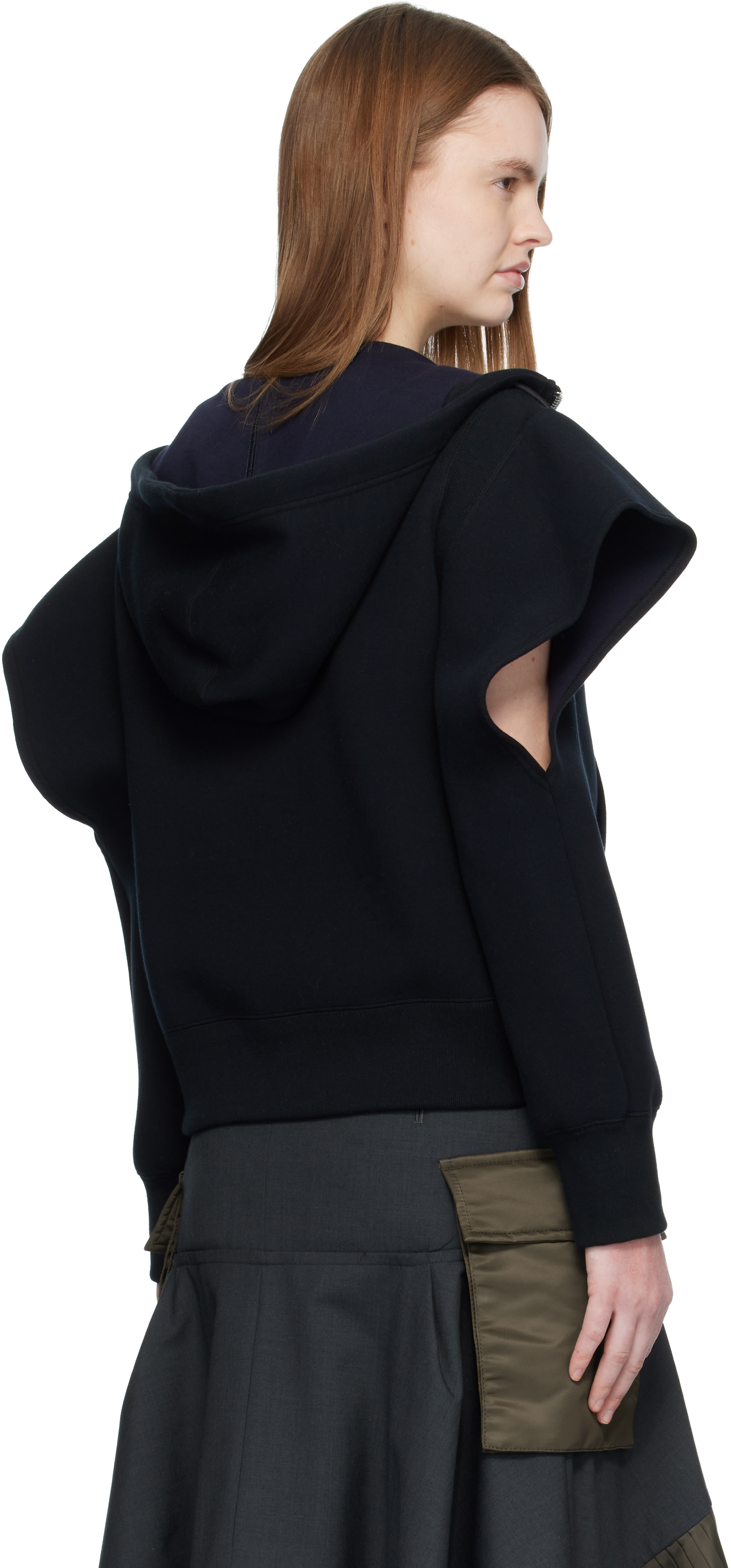sacai: Black Sponge Sweat Hoodie | SSENSE