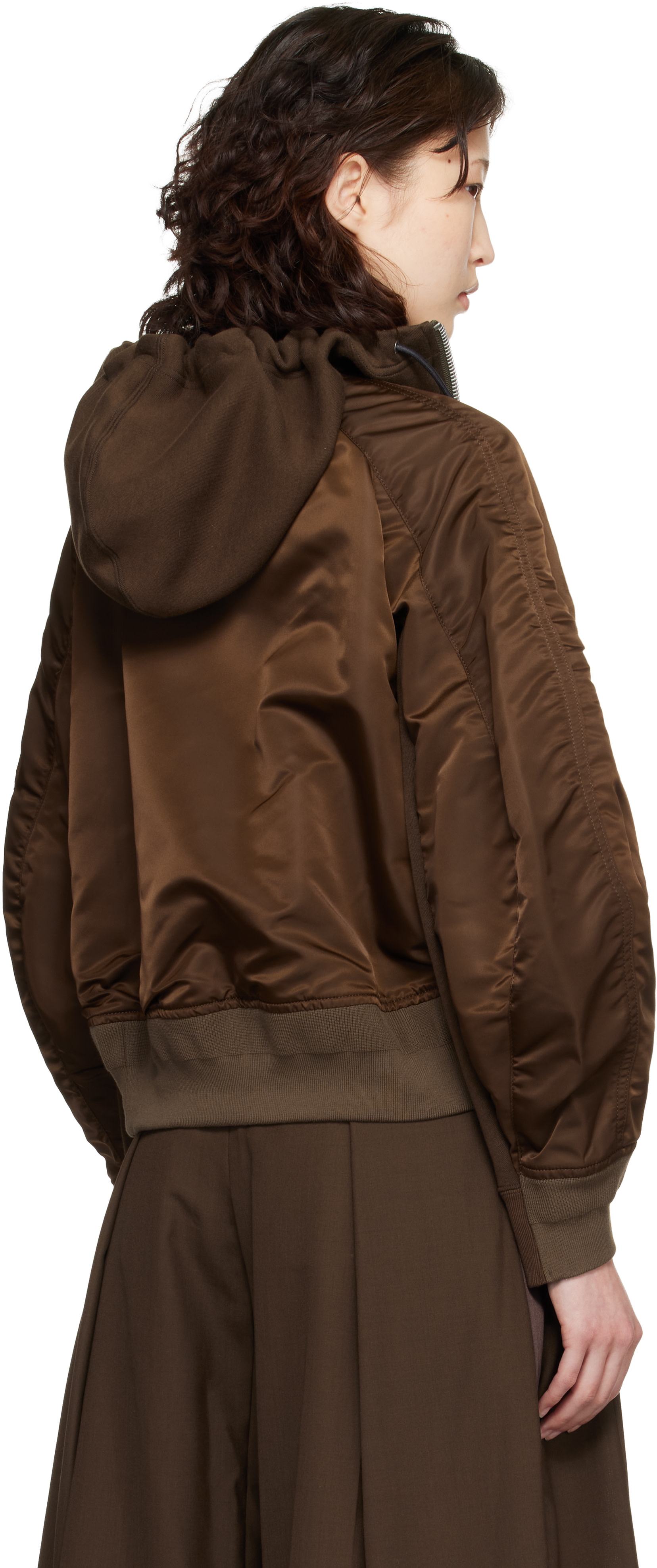 sacai - Pull à capuche brun en jersey