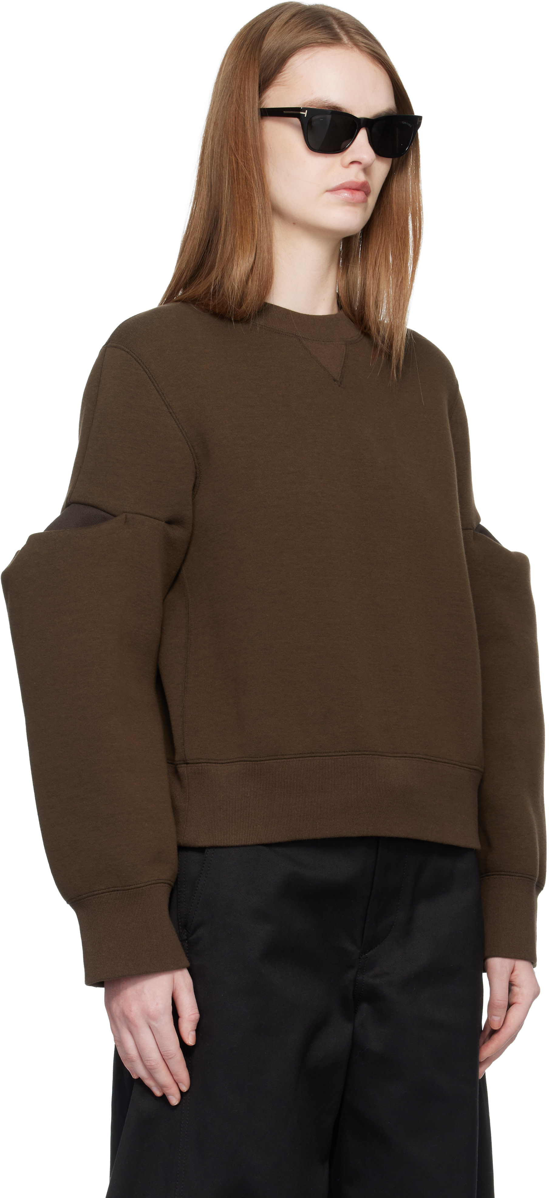 sacai - Pull molletonné brun en jersey