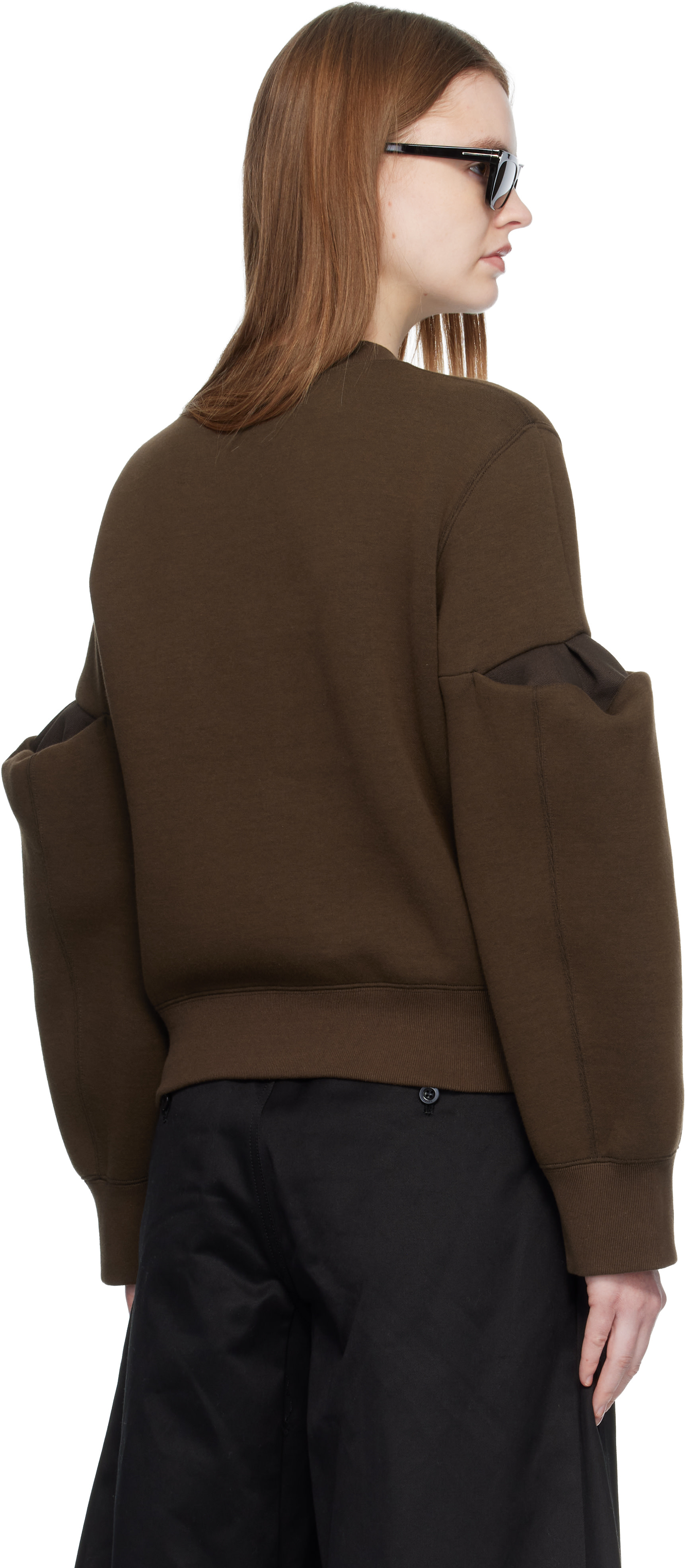 sacai - Pull molletonné brun en jersey