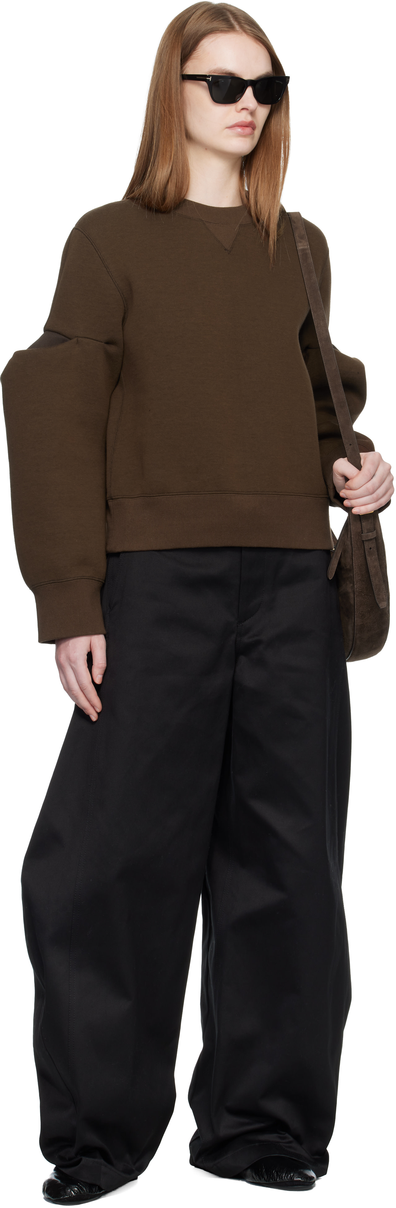 sacai - Pull molletonné brun en jersey