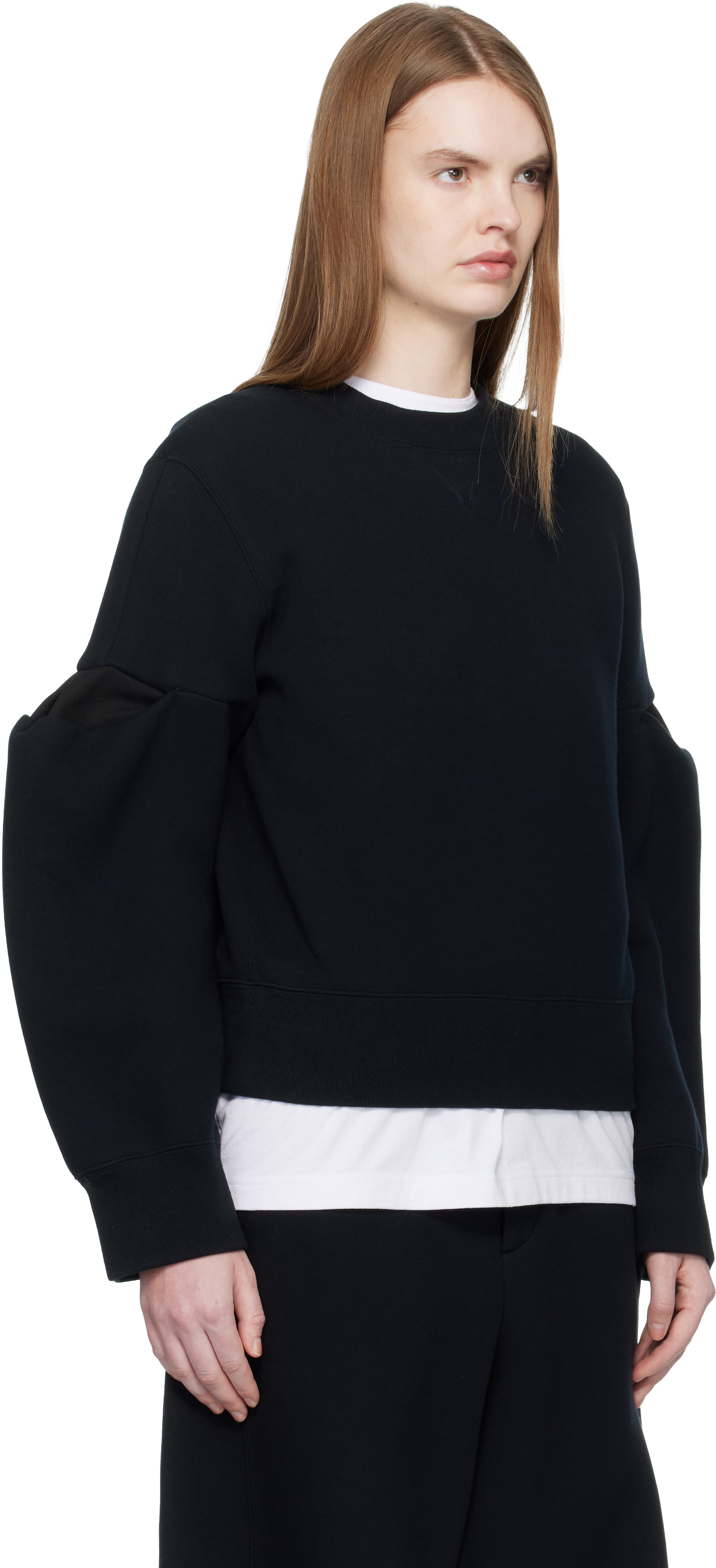 sacai: Black Sponge Sweat Pullover Sweatshirt | SSENSE Canada