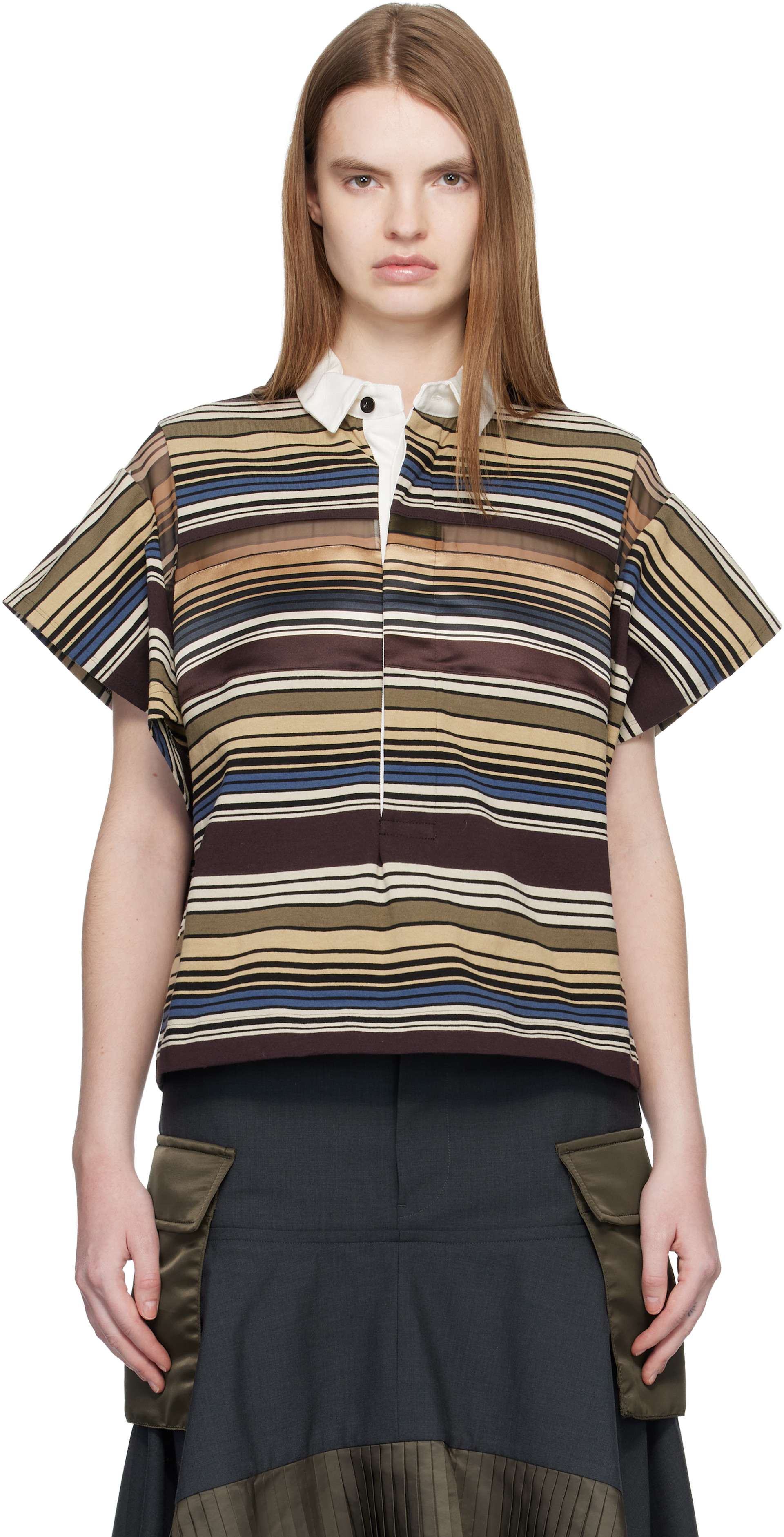 sacai - Polo multicolore à rayures horizontales