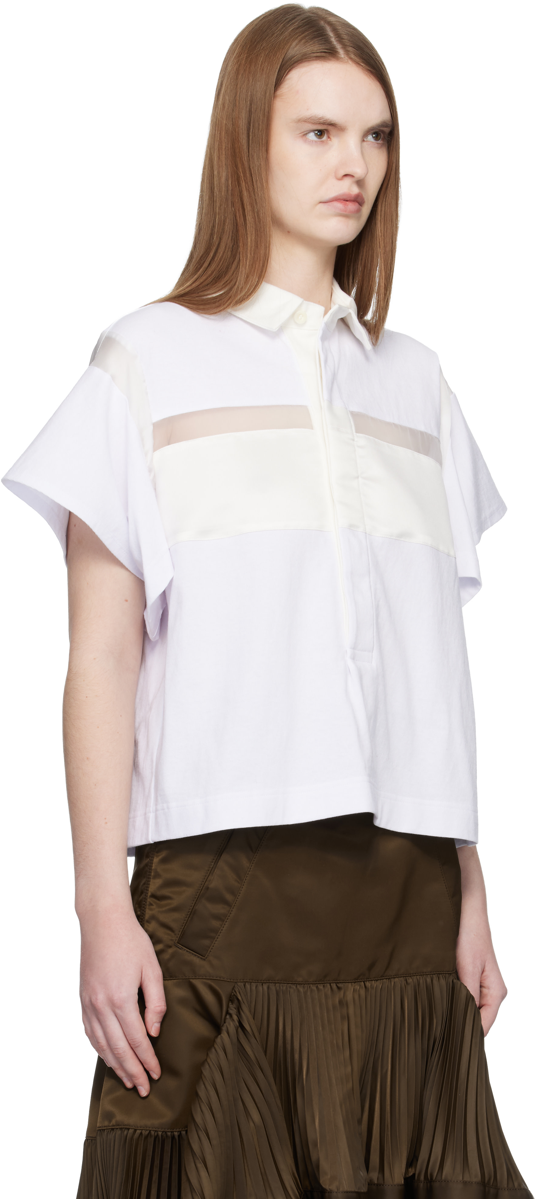 sacai: White Cotton Jersey Polo | SSENSE
