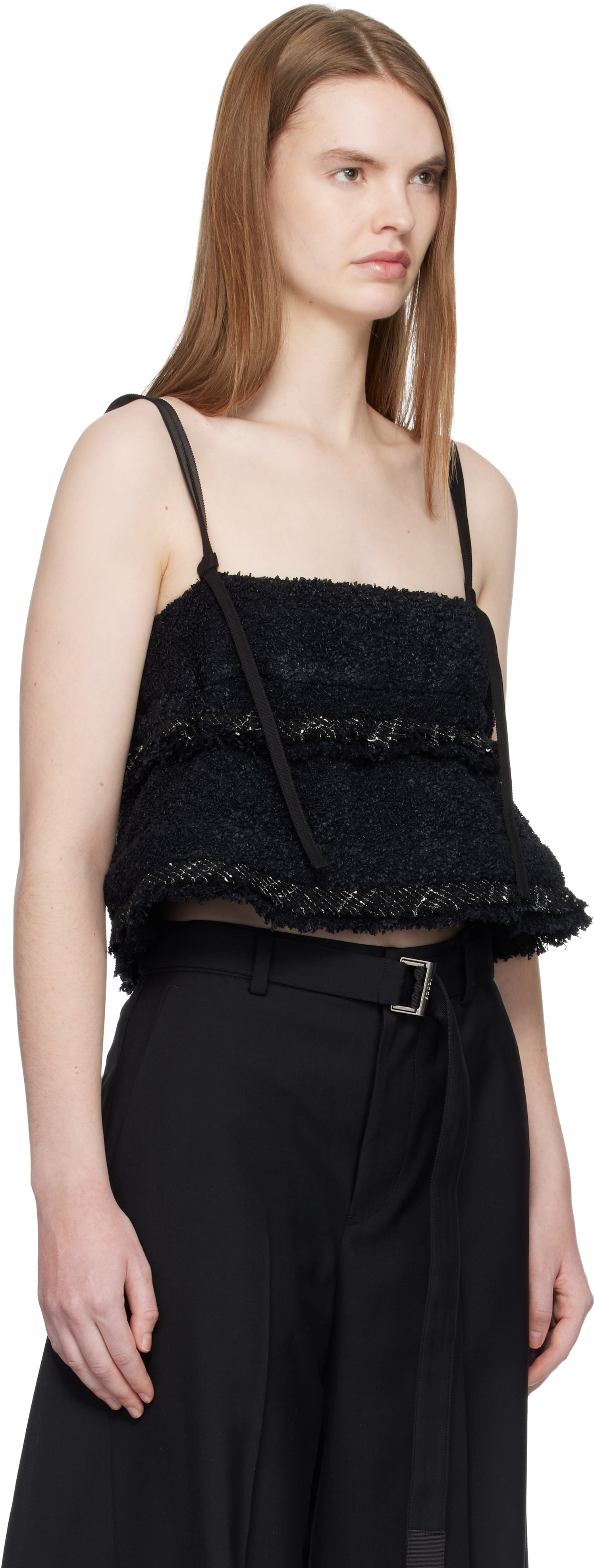 sacai - Black Tweed Camisole