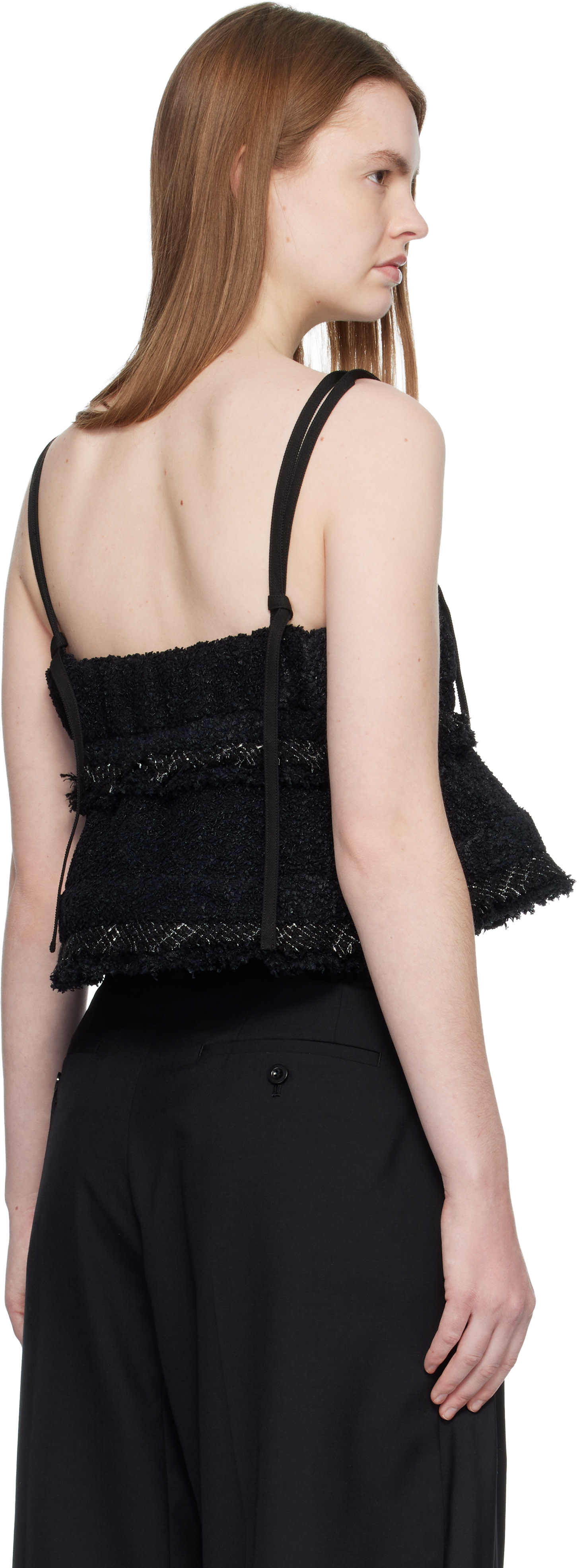 sacai - Black Tweed Camisole