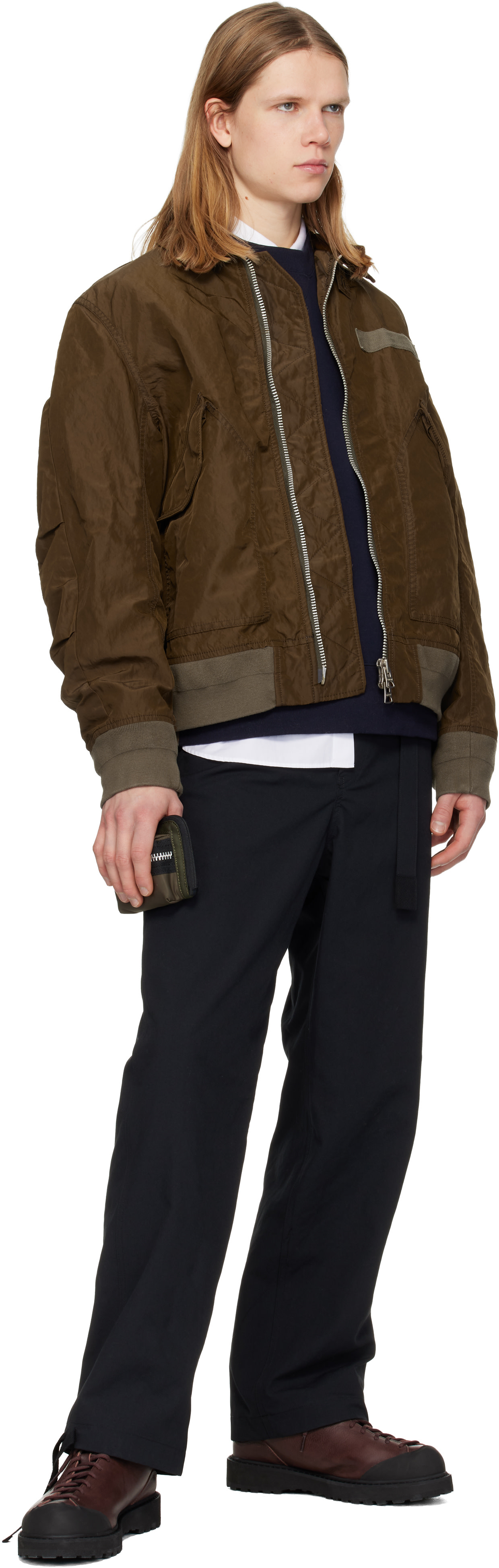 sacai fragment ショルダーバッグ sacai: Khaki Pocket Fragment Pouch | SSENSE