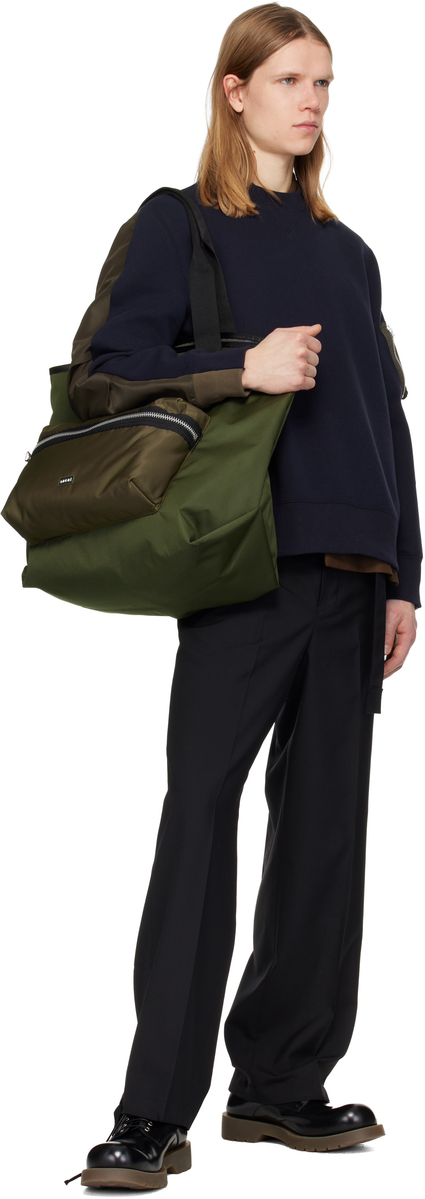 sacai: Khaki Large Pocket Tote | SSENSE
