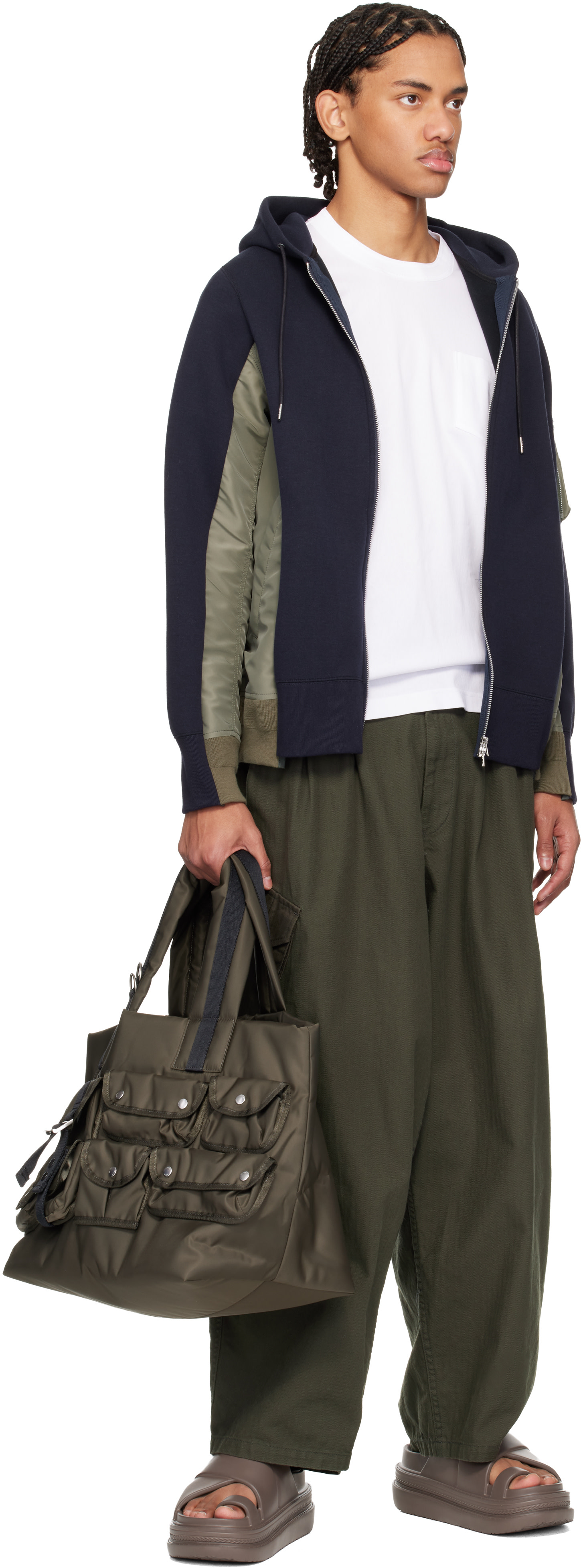 sacai: カーキ Nylon トートバッグ | SSENSE 日本