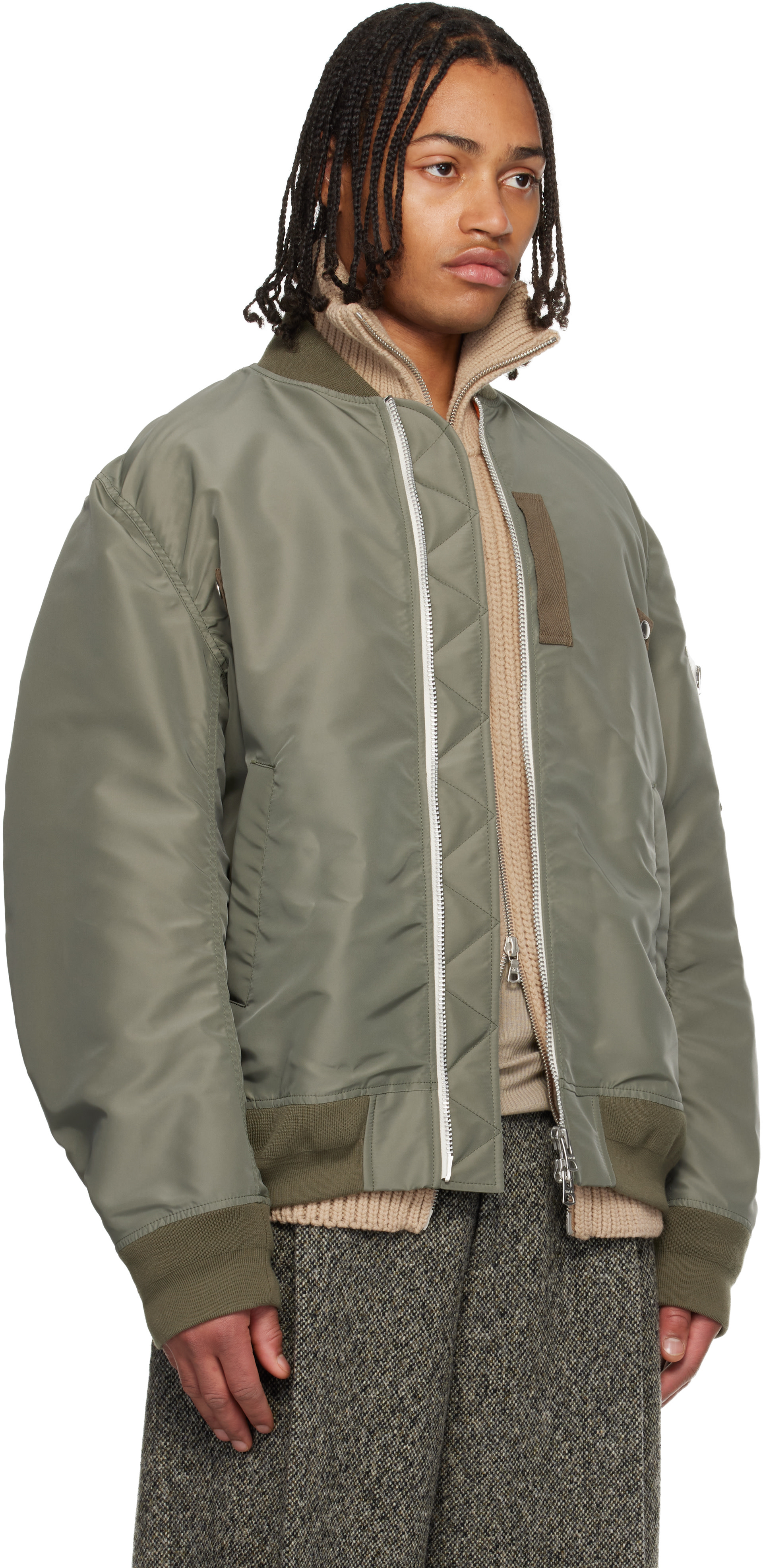 sacai/ナイロンツイルウールメルトンブルゾン/ボンバージャケット/サイズ1 sacai/ナイロンツイルウールメルトンブルゾン/ボンバージャケット