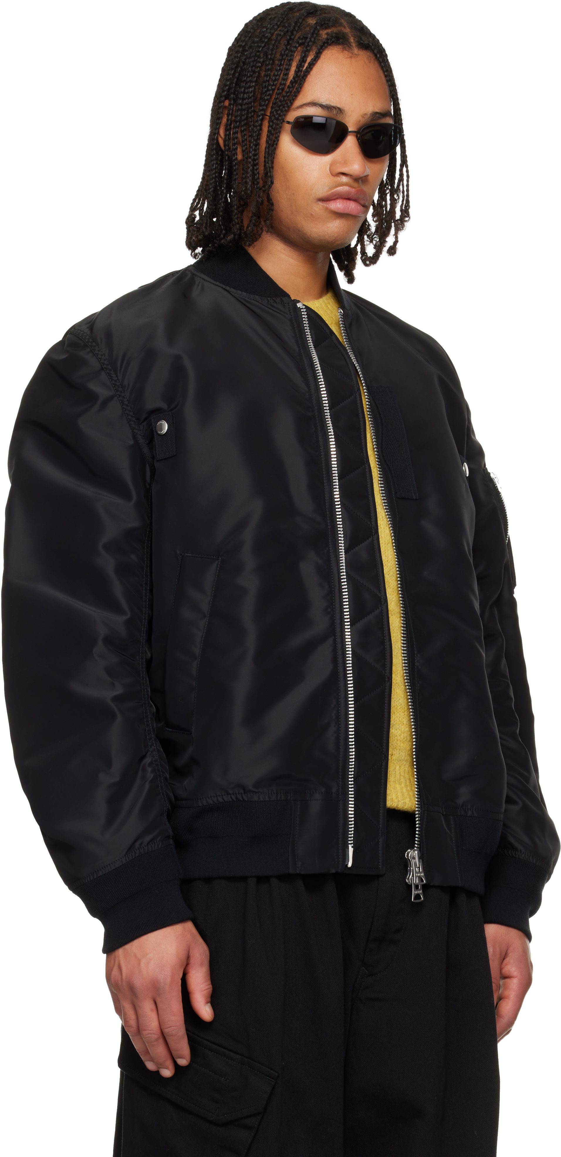sacai: ブラック Nylon Twill Blouson ボンバージャケット | SSENSE 日本