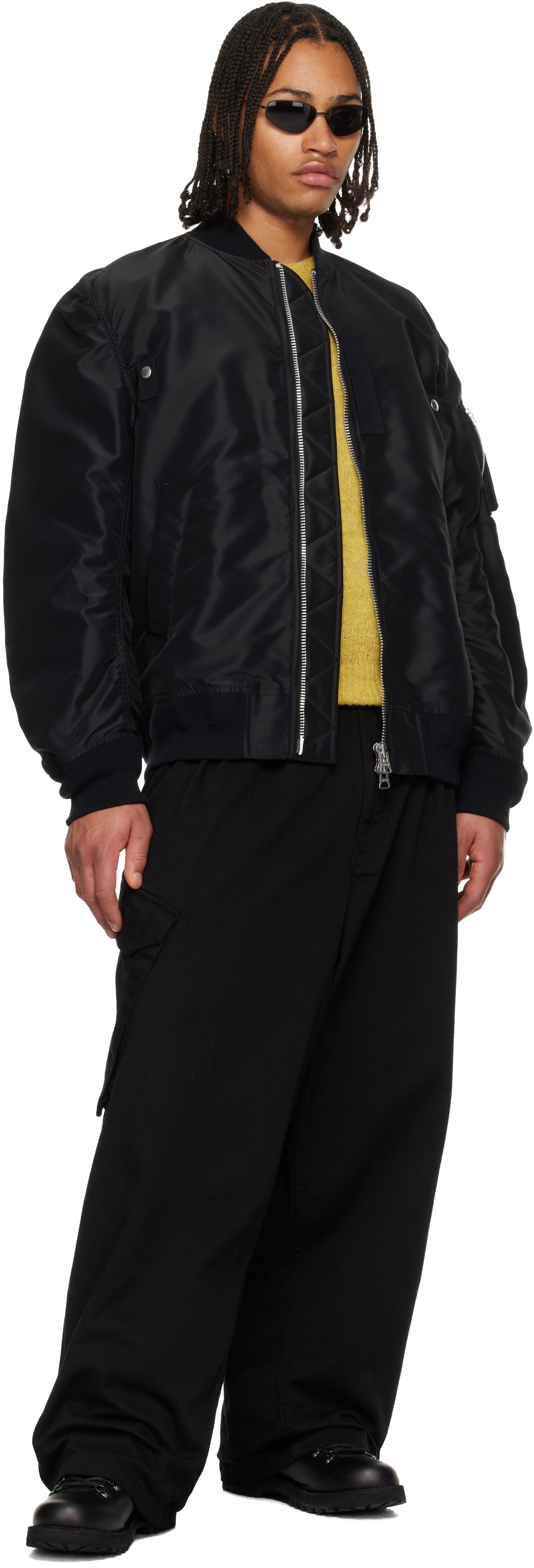 sacai: ブラック Nylon Twill Blouson ボンバージャケット | SSENSE 日本