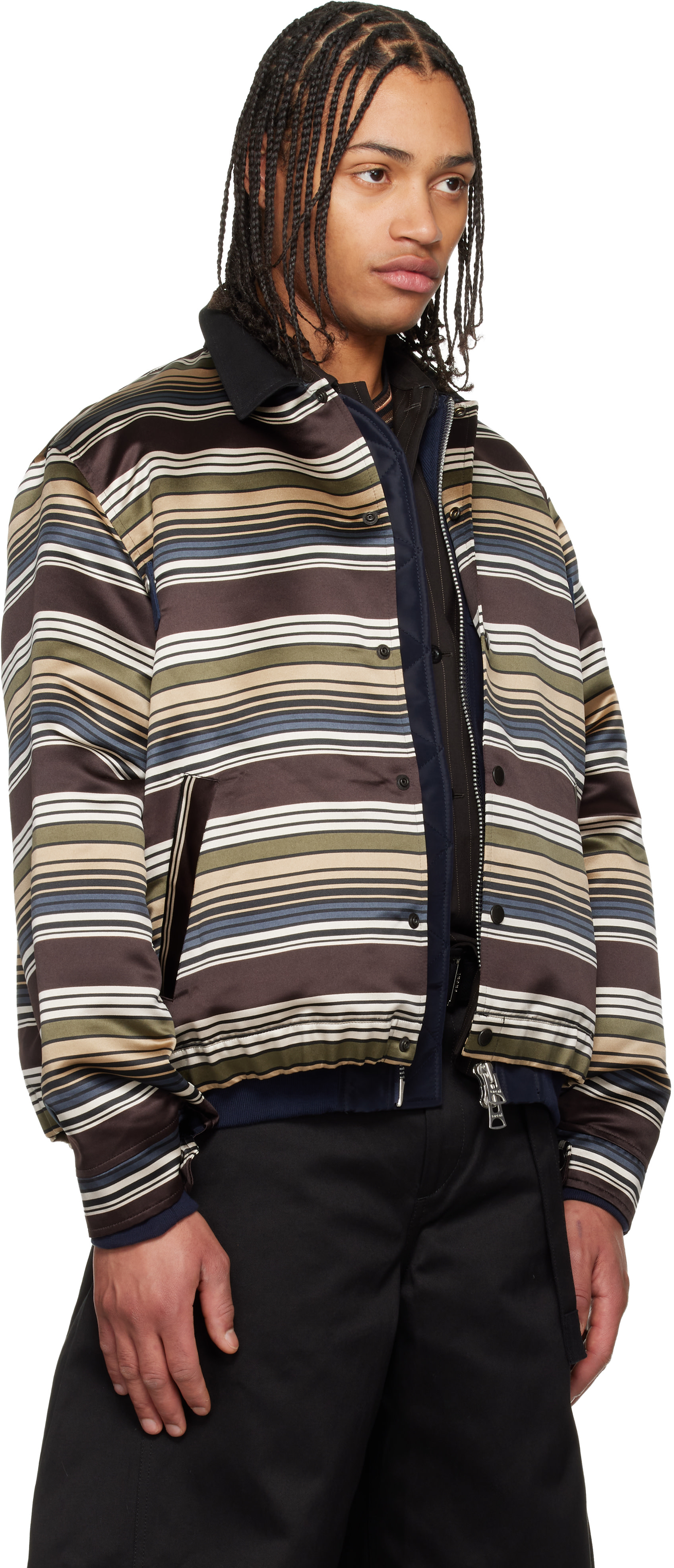 sacai: マルチカラー ホリゾンタルストライプ ブルゾンジャケット