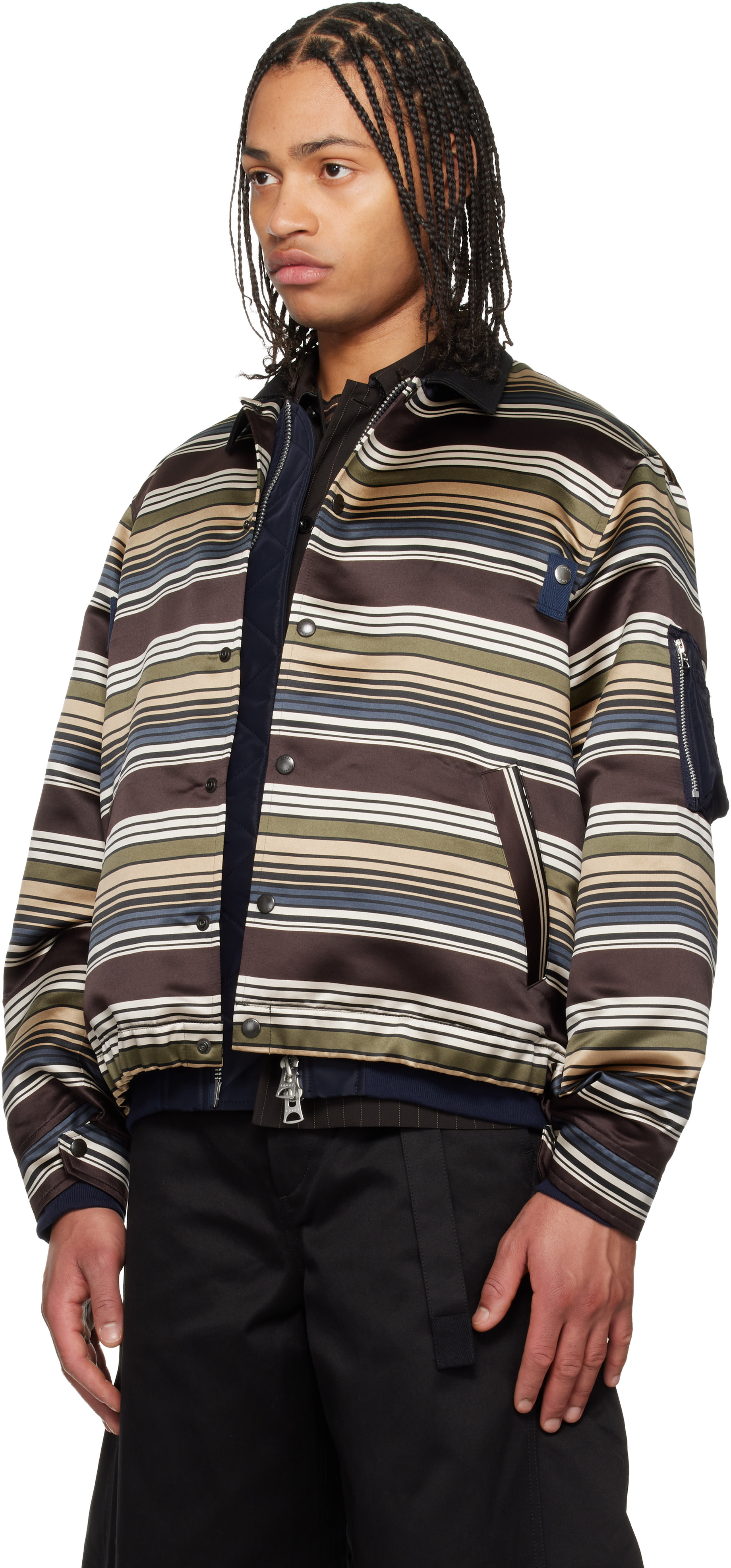 sacai: マルチカラー ホリゾンタルストライプ ブルゾンジャケット