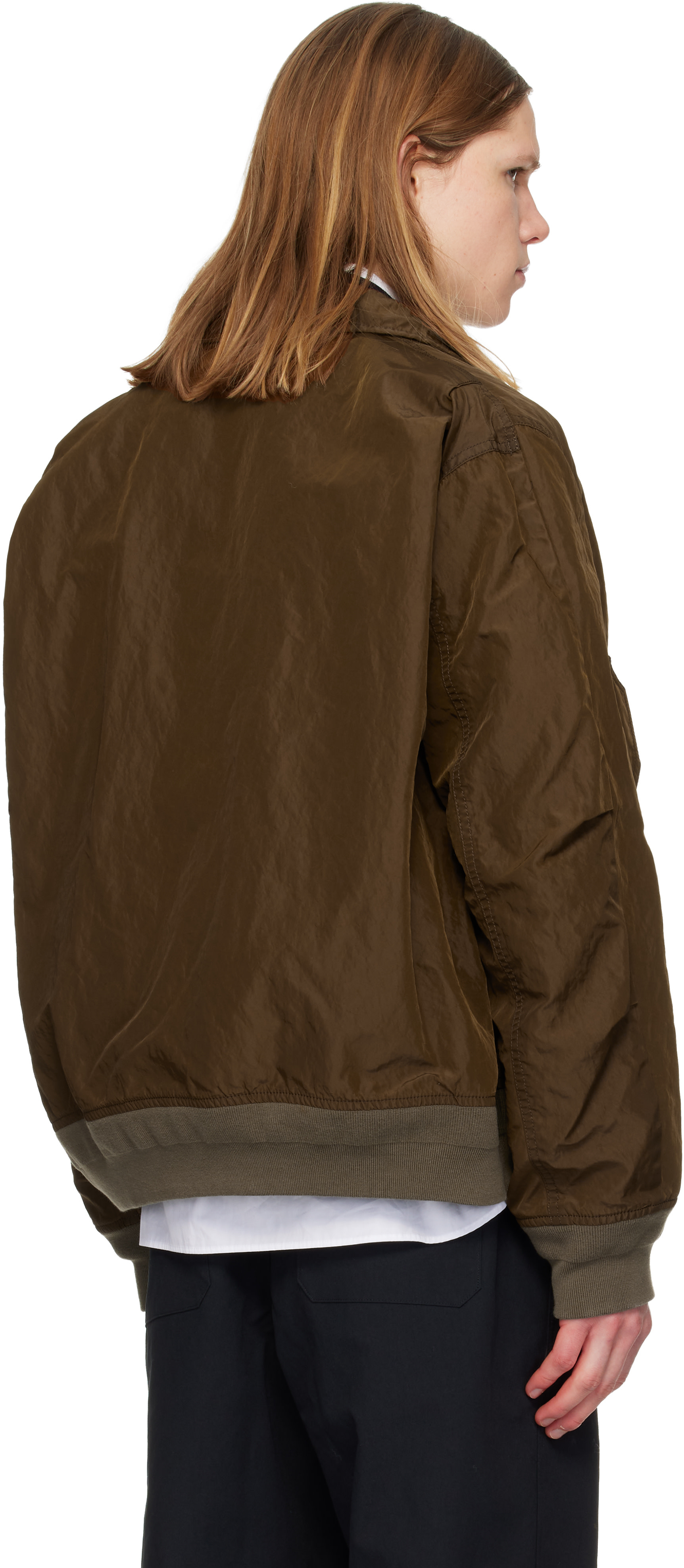 sacai - ブラウン Treated Nylon Twill ボンバージャケット