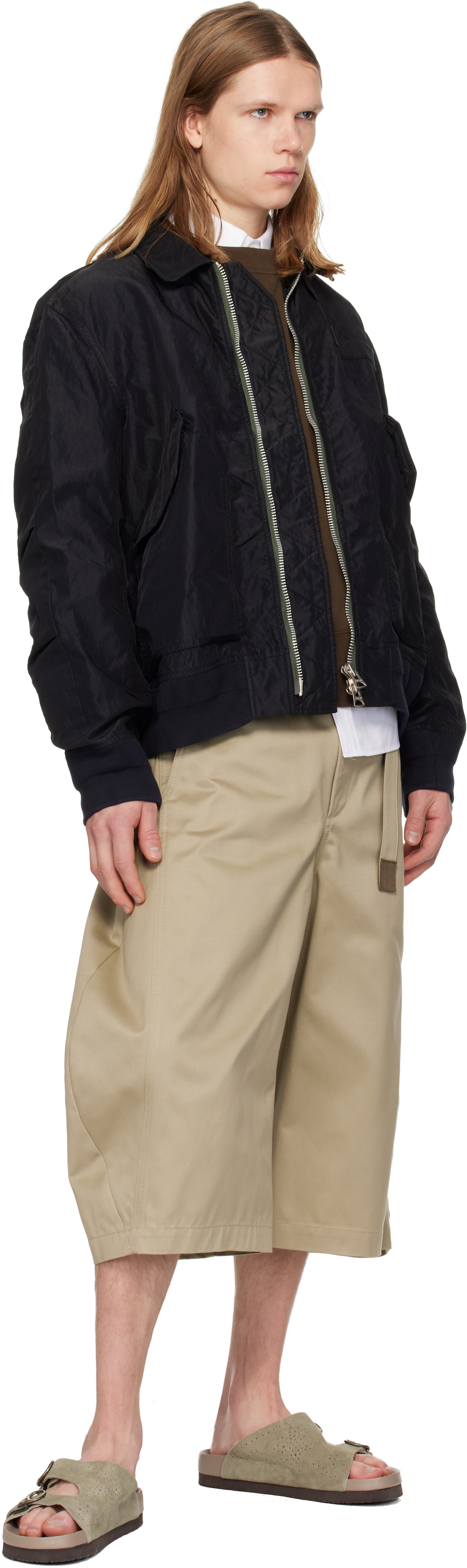 sacai: ブラック Treated Nylon Twill ブルゾン ボンバージャケット