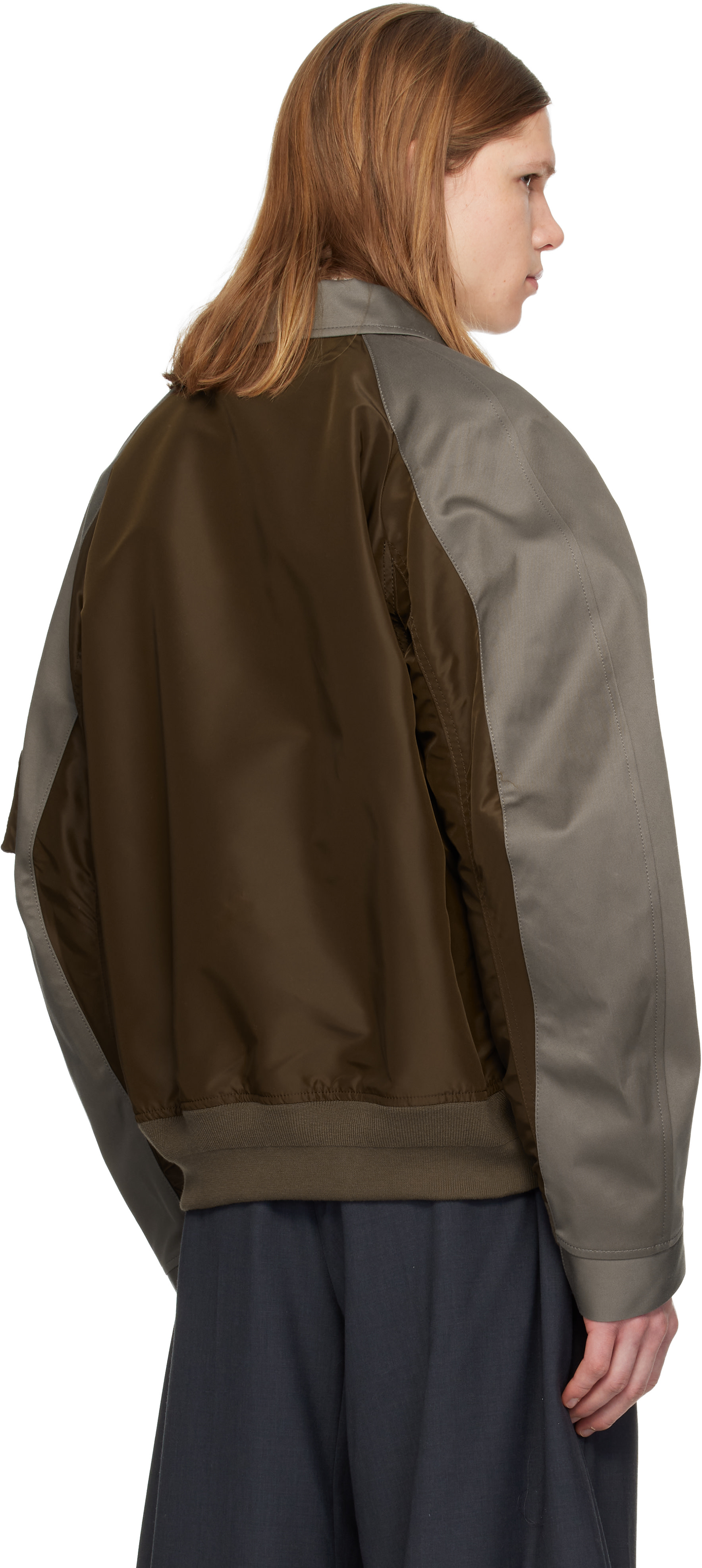 sacai: ブラウン＆グレー Cotton Chino & Nylon Twill ボンバー