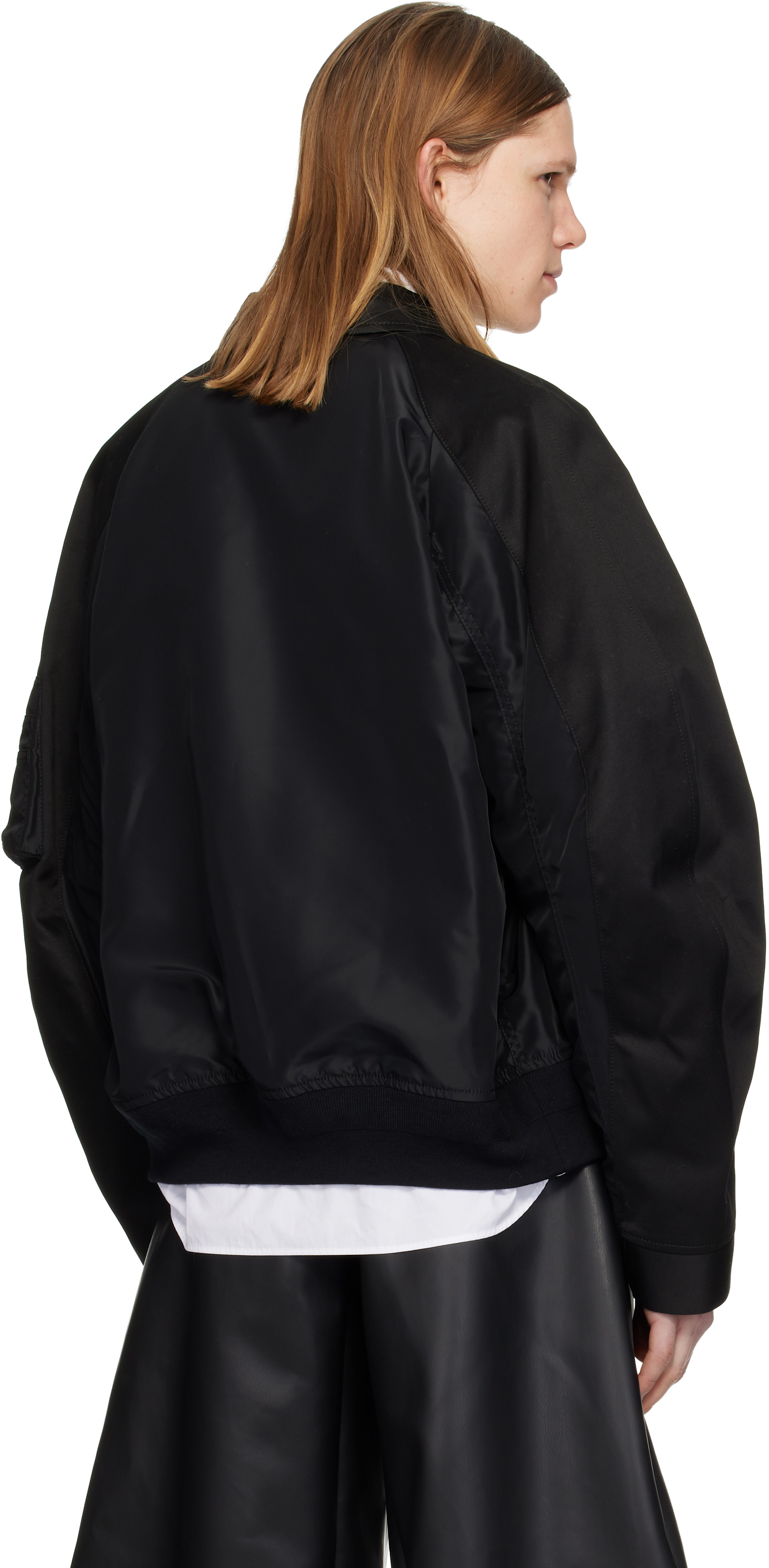 sacai: Black Cotton Chino & Nylon Twill Bomber Jacket | SSENSE Canada