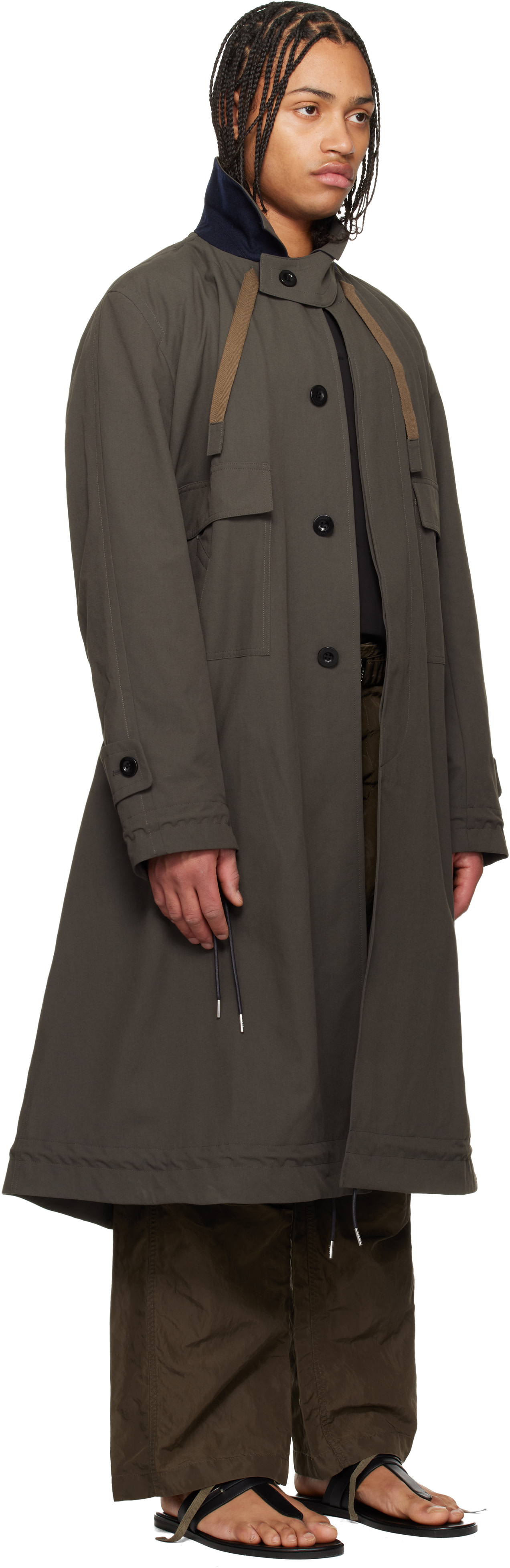 sacai: カーキ Weathercloth コート | SSENSE 日本