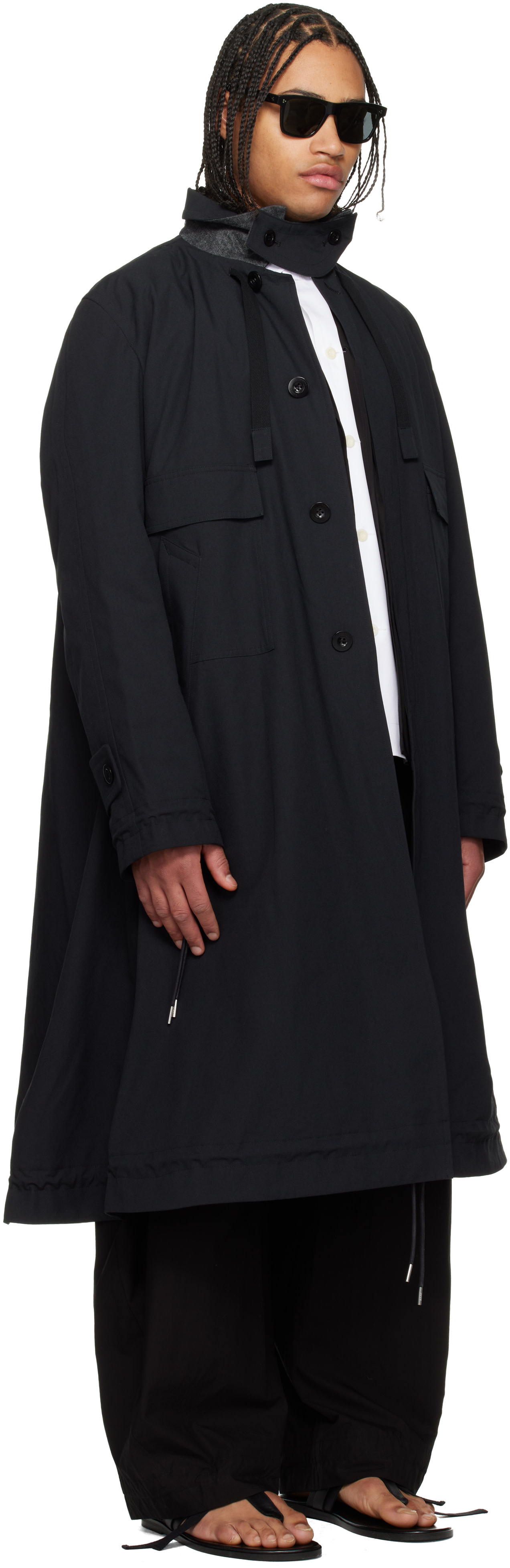 sacai - ブラック Weathercloth コート