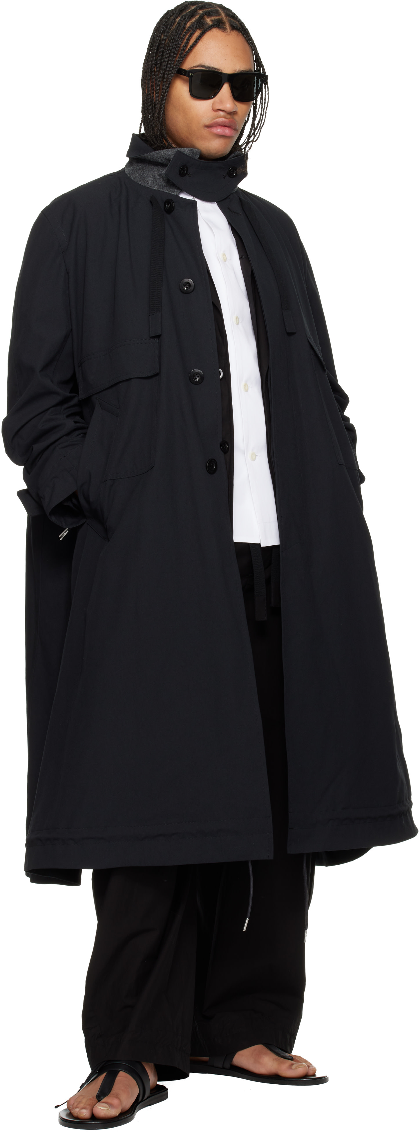 sacai - ブラック Weathercloth コート