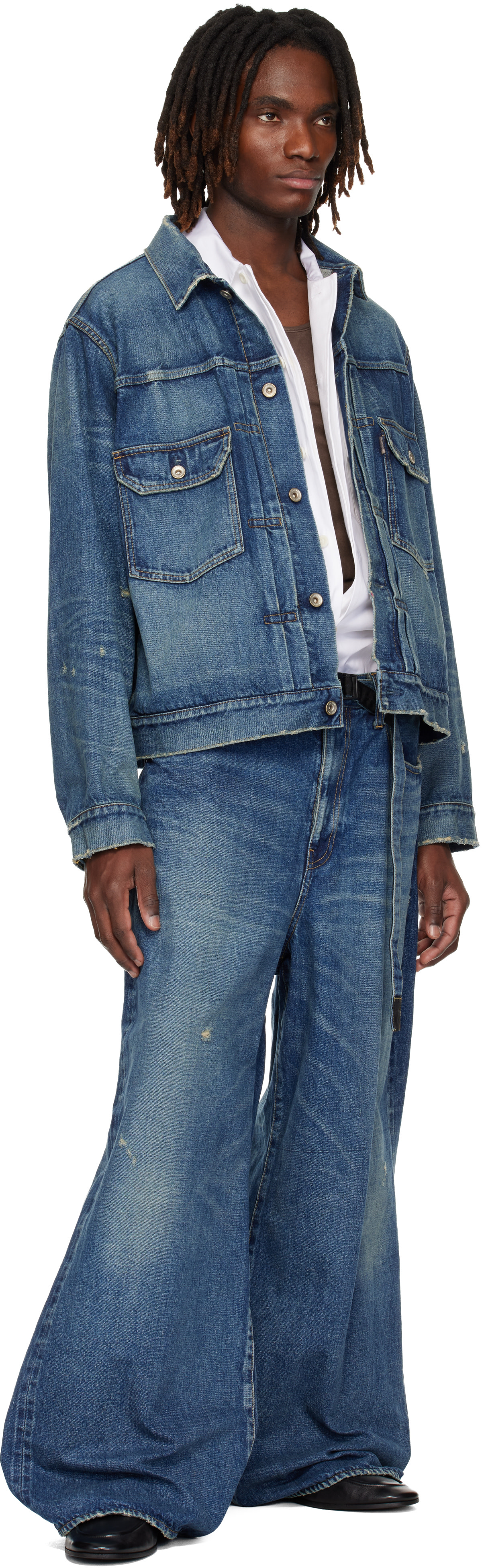 sacai: Blue BEYONDEXX Denim Jacket | SSENSE