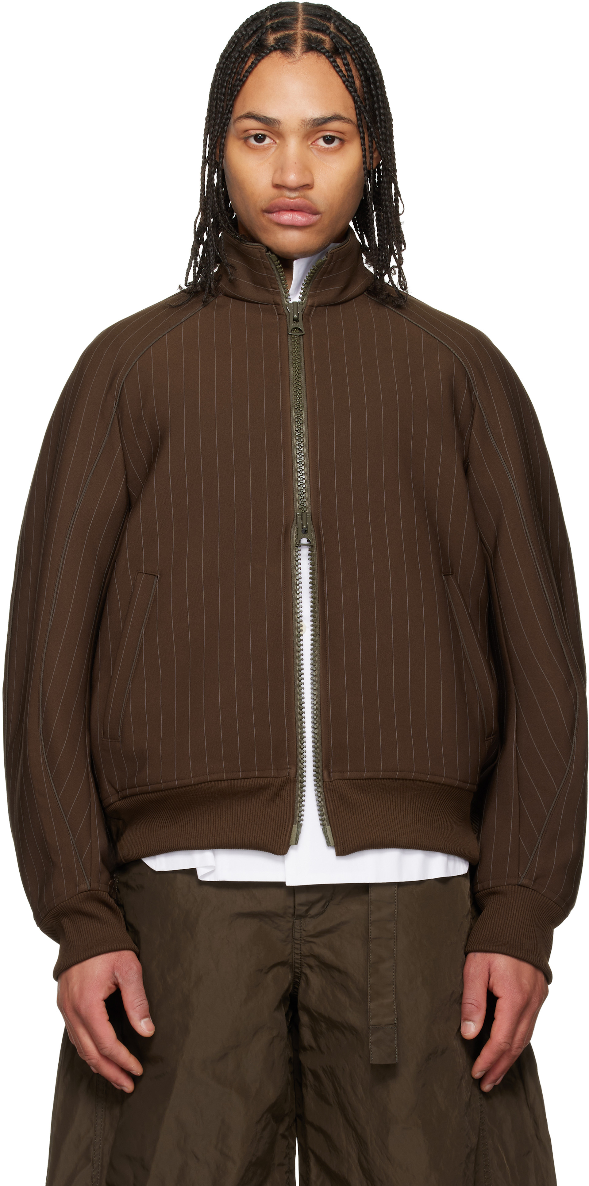 sacai - Blouson brun en sergé