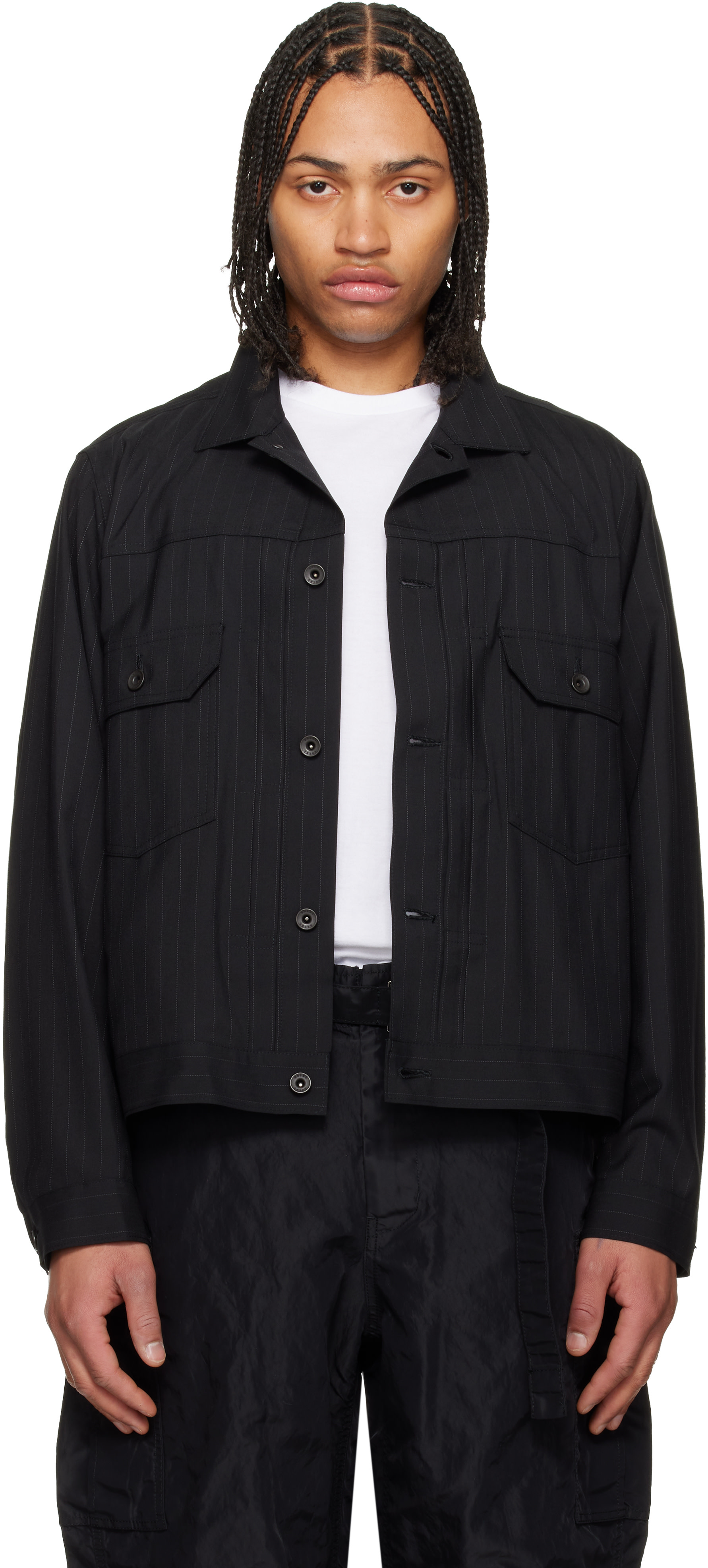極希少 日本製 Flavorich スクールジャケット ストライプ sacai: ブラック チョークストライプ ジャケット | SSENSE 日本