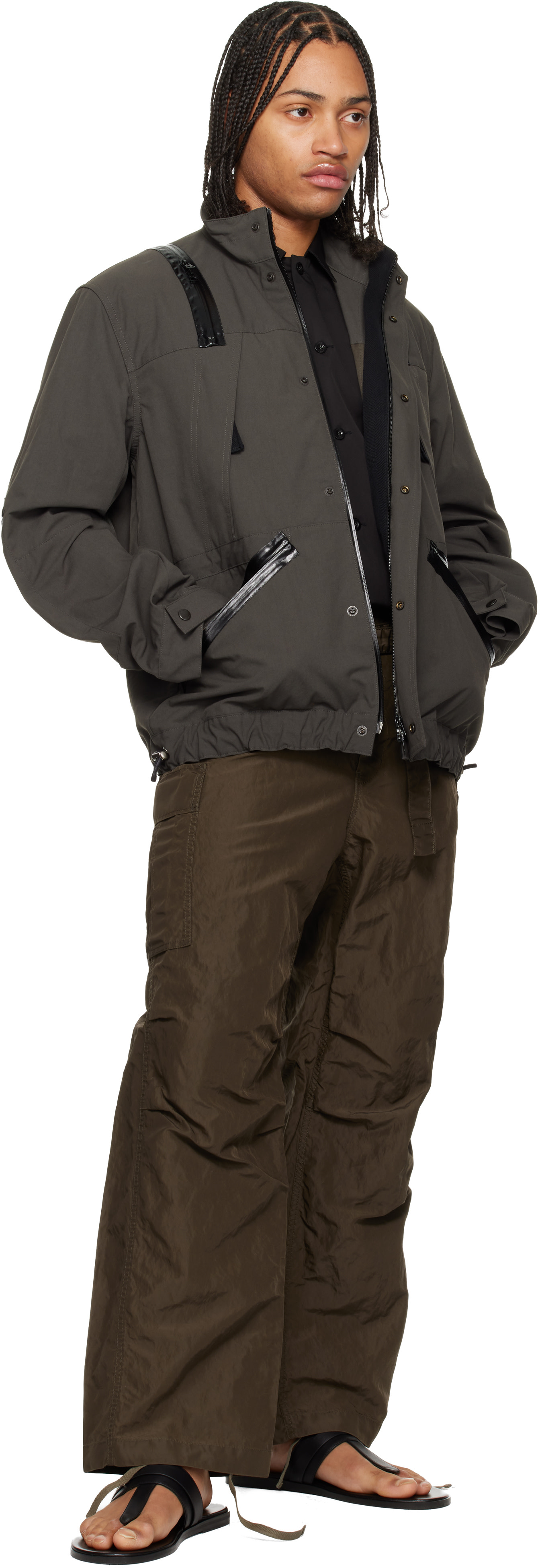 sacai: Khaki Weathercloth Blouson Jacket | SSENSE