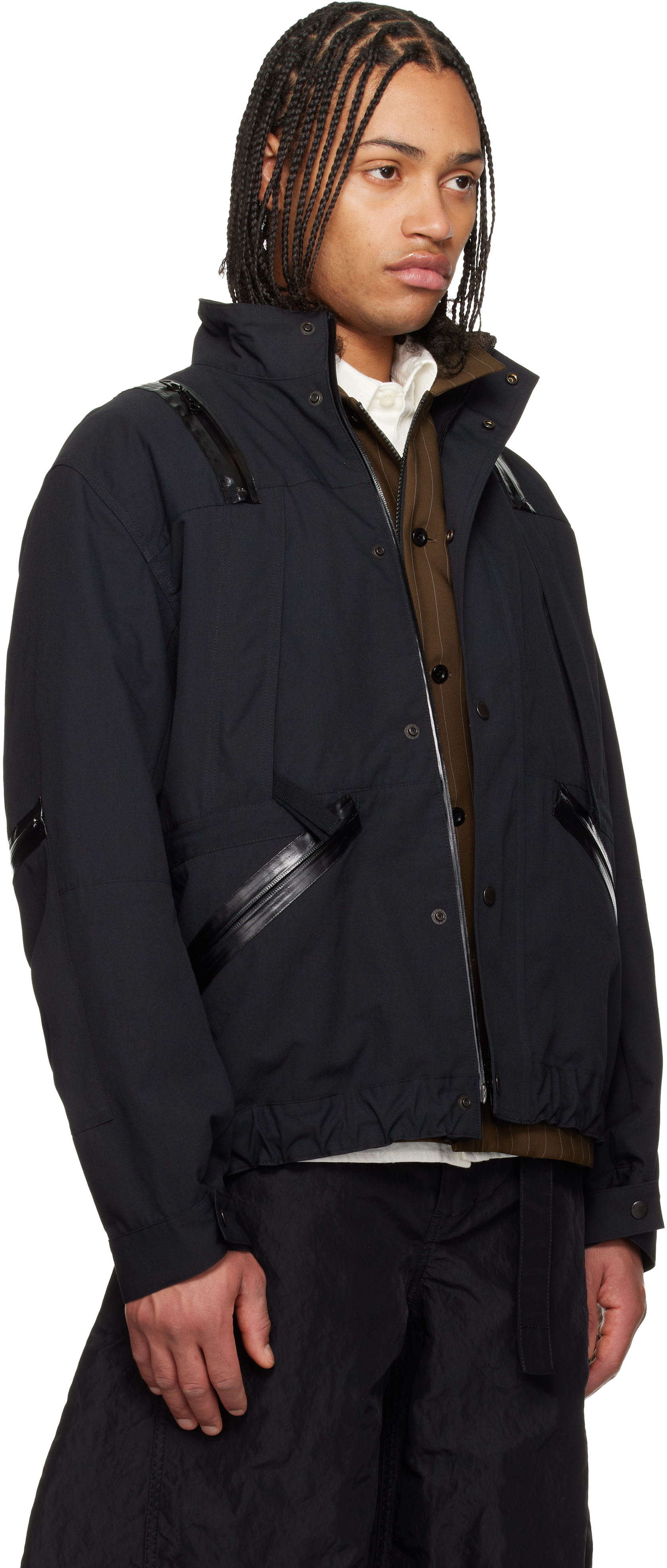 sacai: Black Weathercloth Jacket | SSENSE