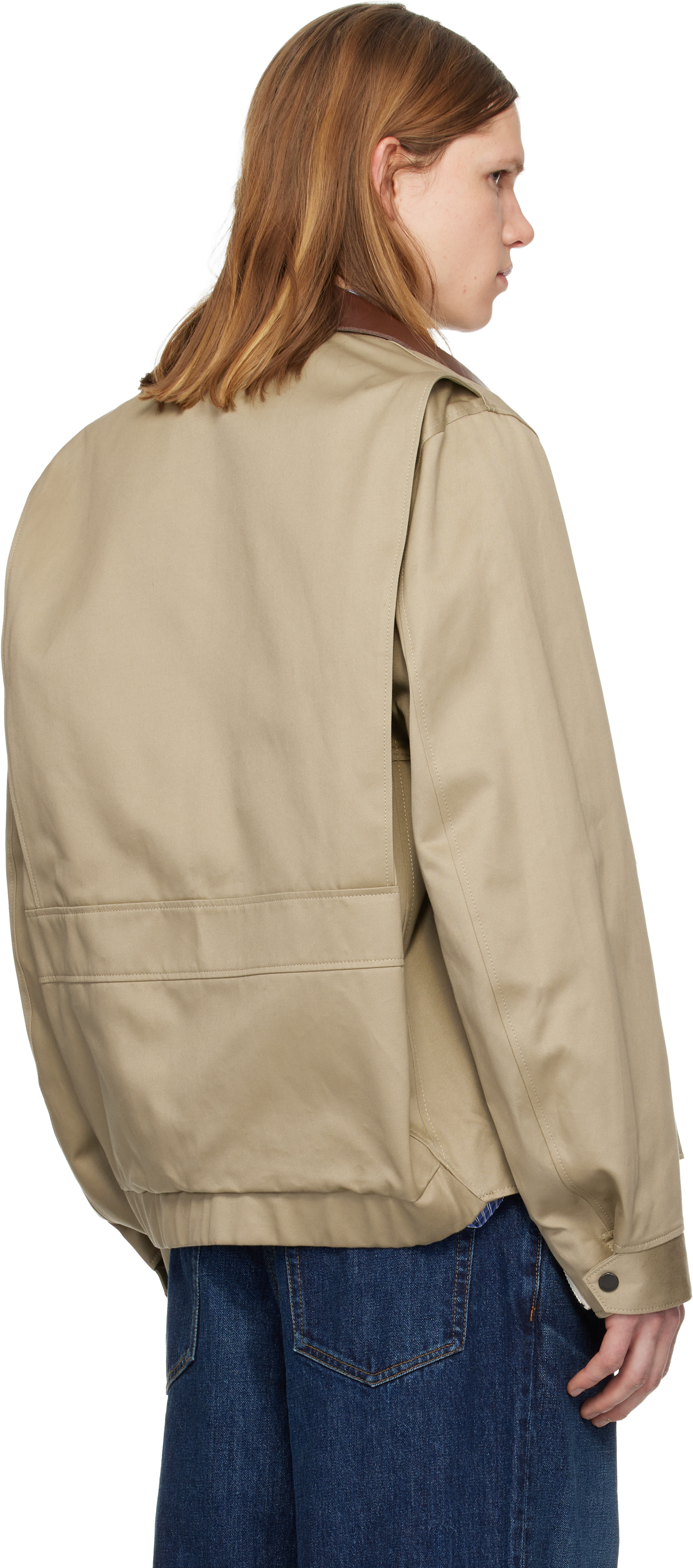 sacai: Beige Cotton Chino Jacket | SSENSE Canada