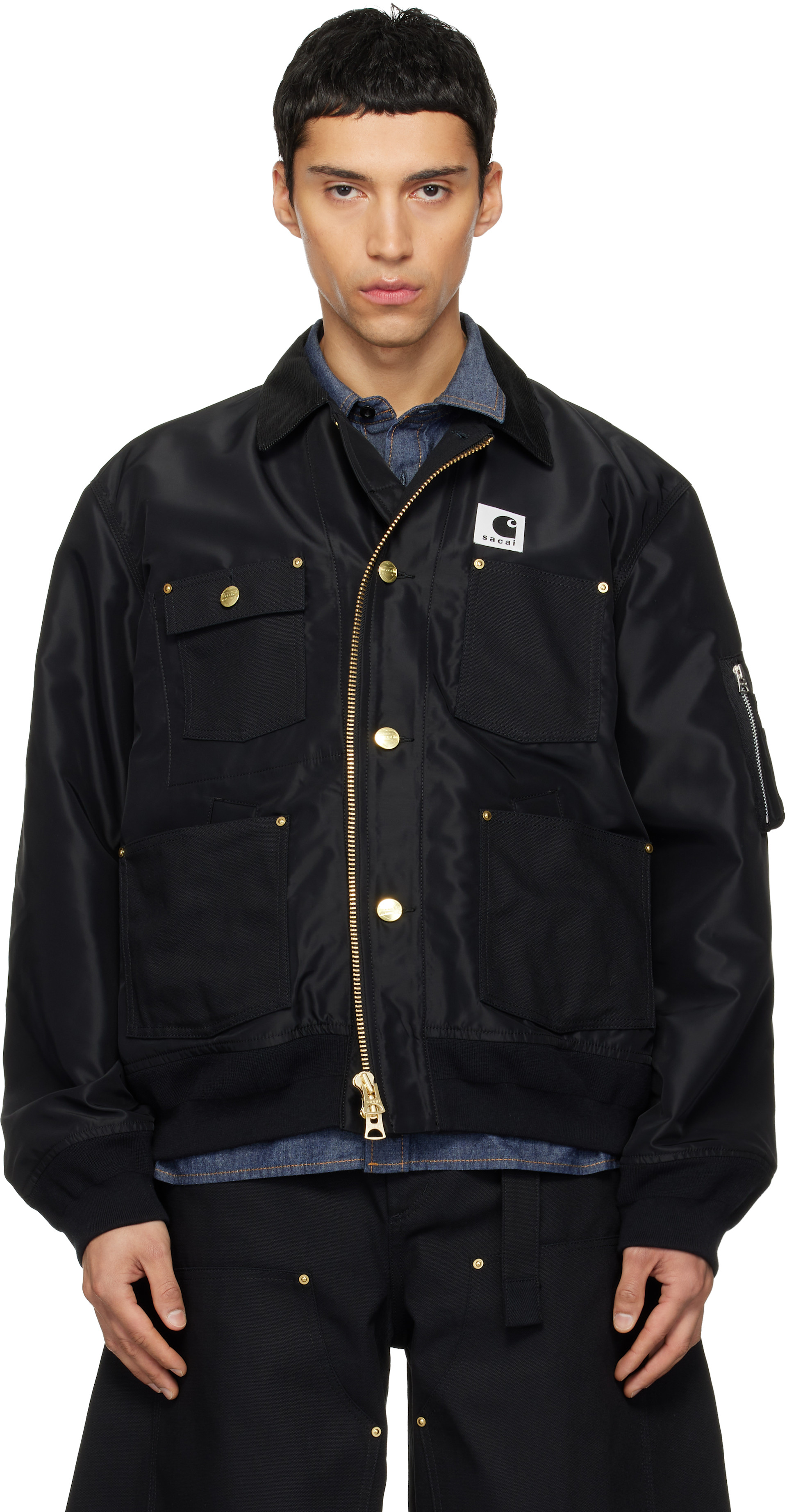 sacai: Black Carhartt WIP Edition Nylon Twill & Duck Jacket | SSENSE
