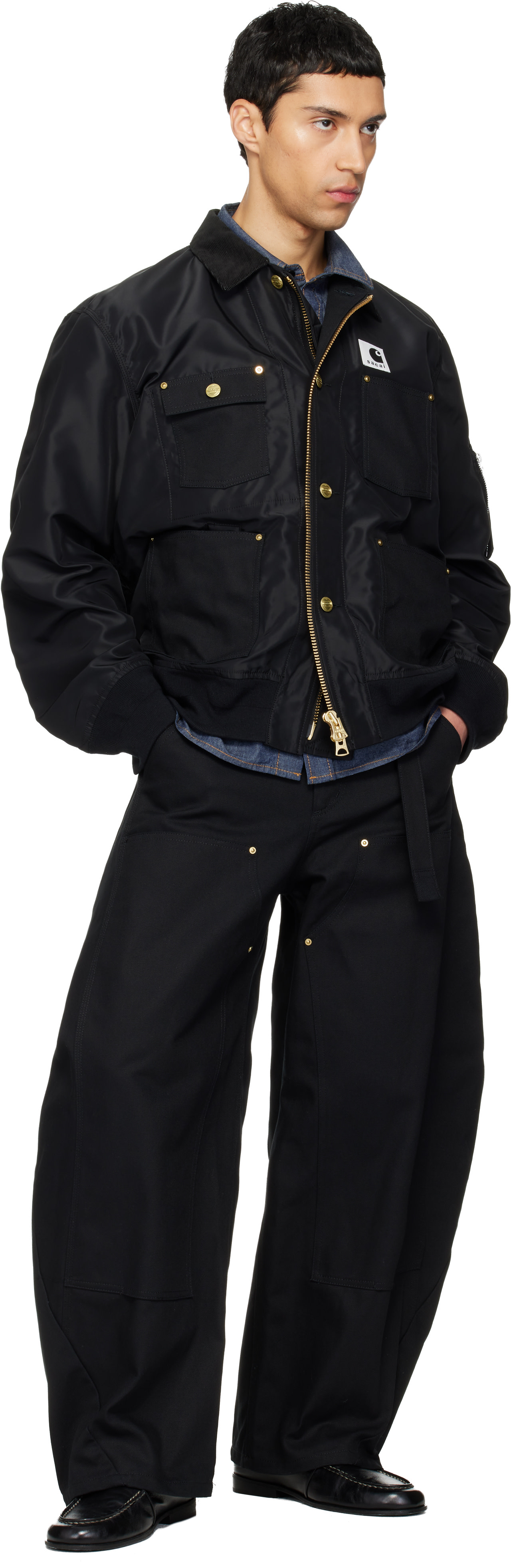 sacai: Black Carhartt WIP Edition Nylon Twill & Duck Jacket | SSENSE