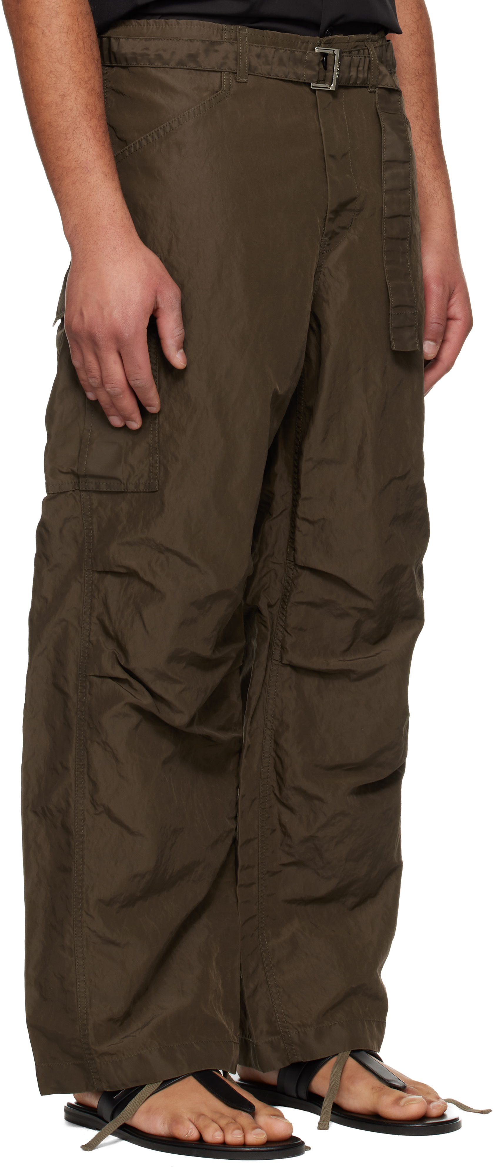 専用・sacai 23SS cargo pants sacai: Khaki Treated Nylon Twill Cargo Pants | SSENSE