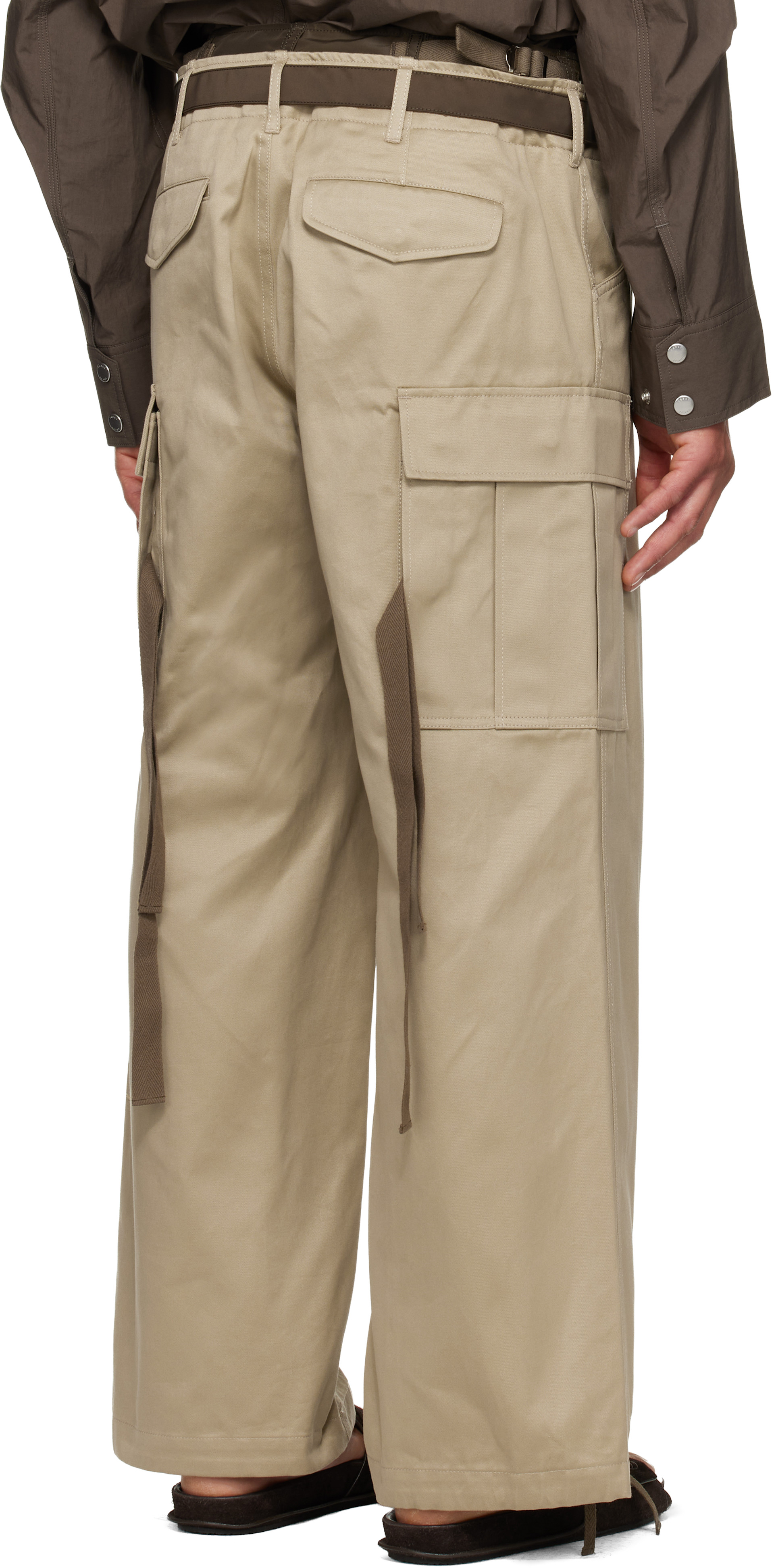 sacai: タン Cotton Chino x Nylon Twill カーゴパンツ | SSENSE 日本