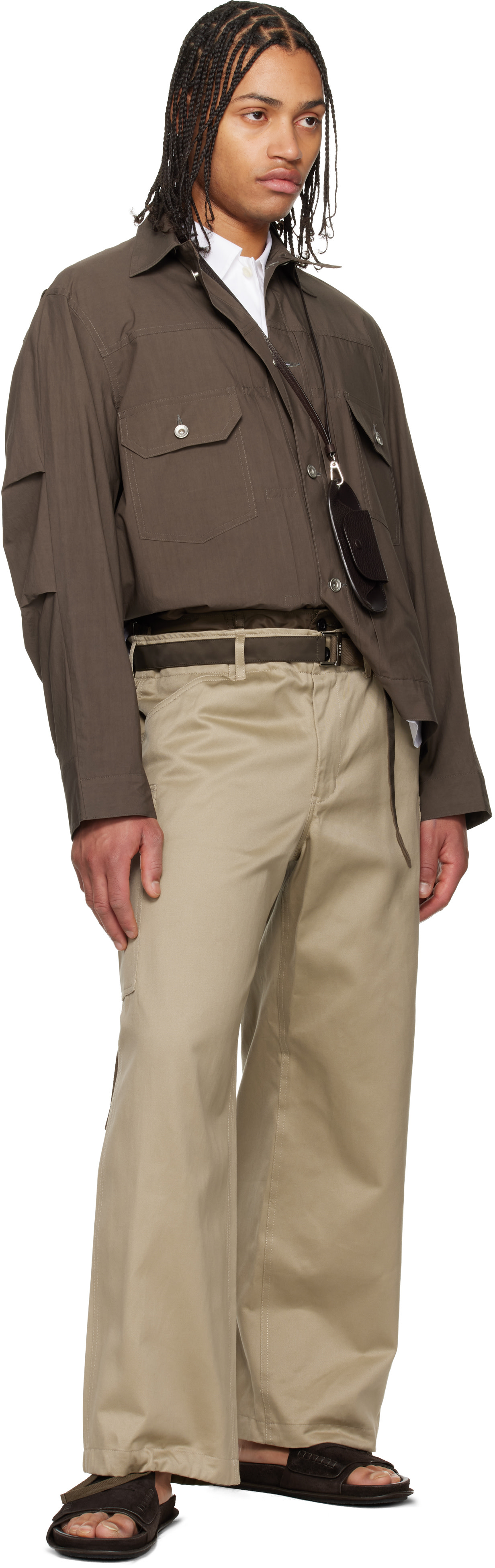 sacai: タン Cotton Chino x Nylon Twill カーゴパンツ | SSENSE 日本